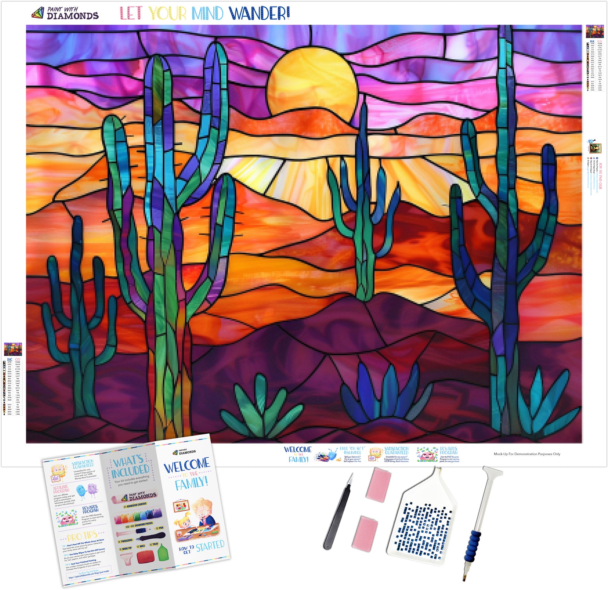 diamond painting kaktus Desert Cactus at Sunset Official Diamond Painting Kit | Diamond Art