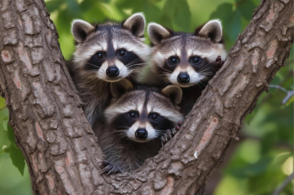 Family Racoons Family Of Raccoons Official Diamond Painting Kit | Diamond Art | Paint ...