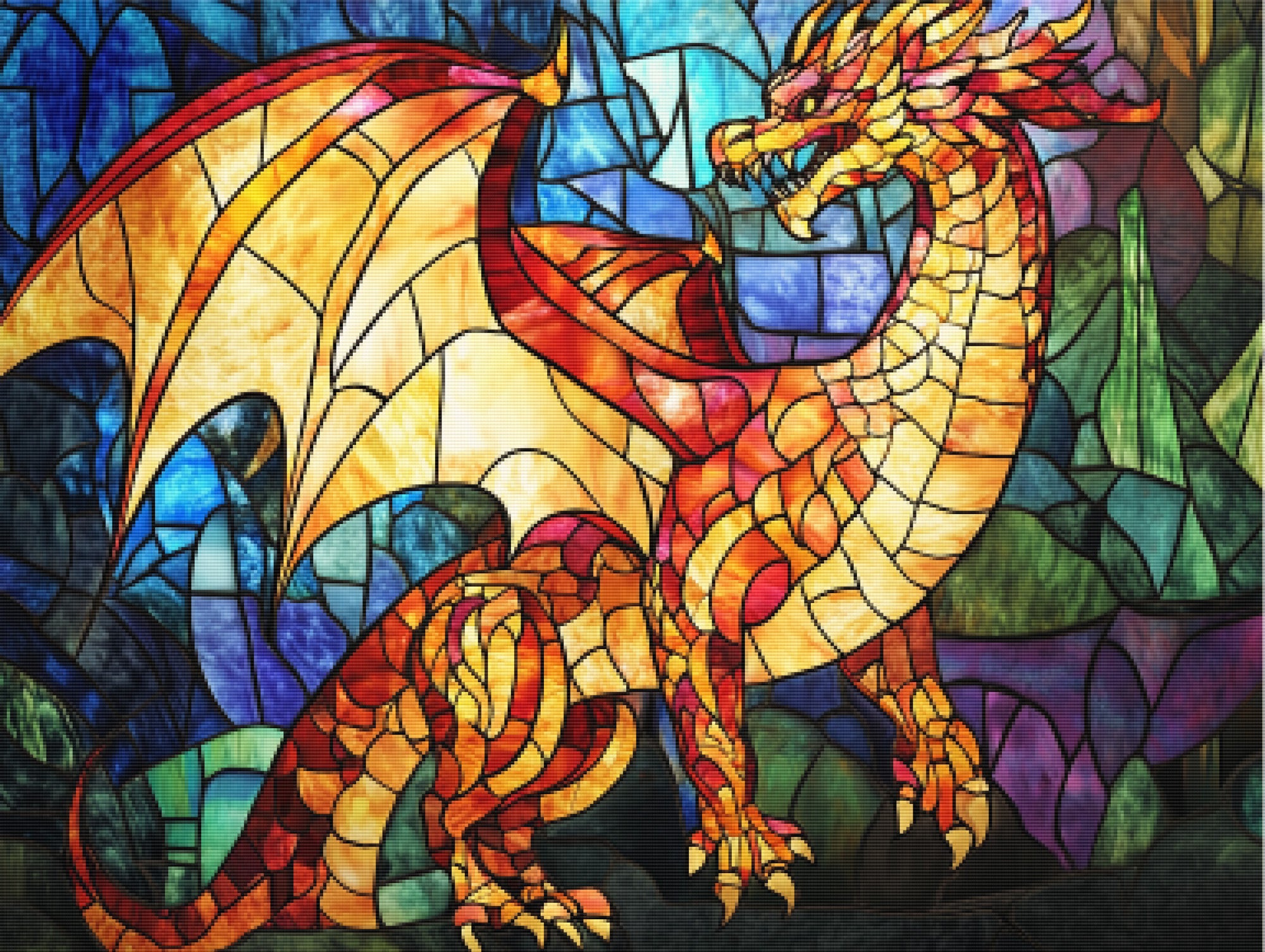 Fantasy Stained Glass Dragon – Paint With Diamonds