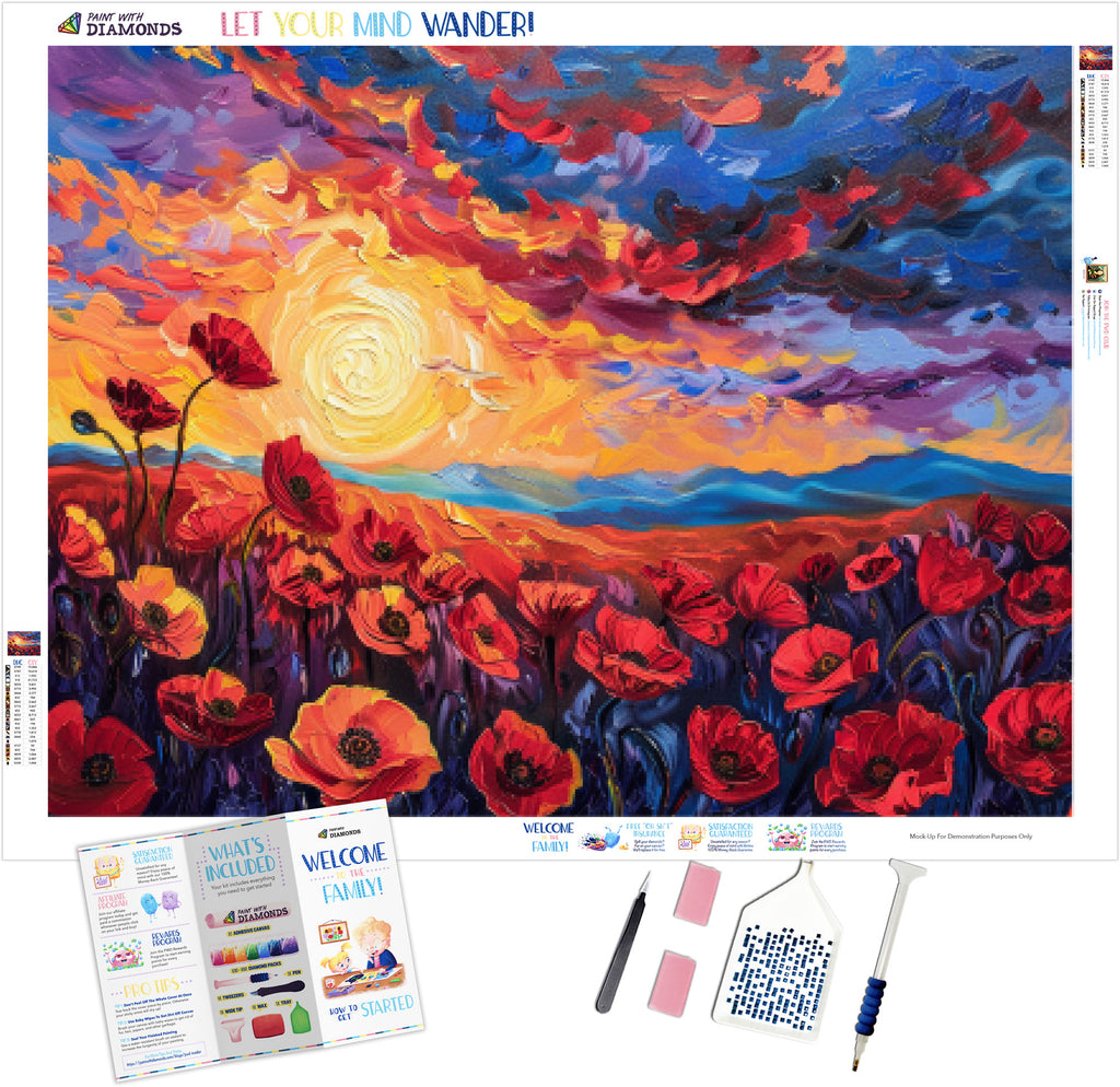 Field Of Wild Poppies Official Diamond Painting Kit | Diamond Art ...