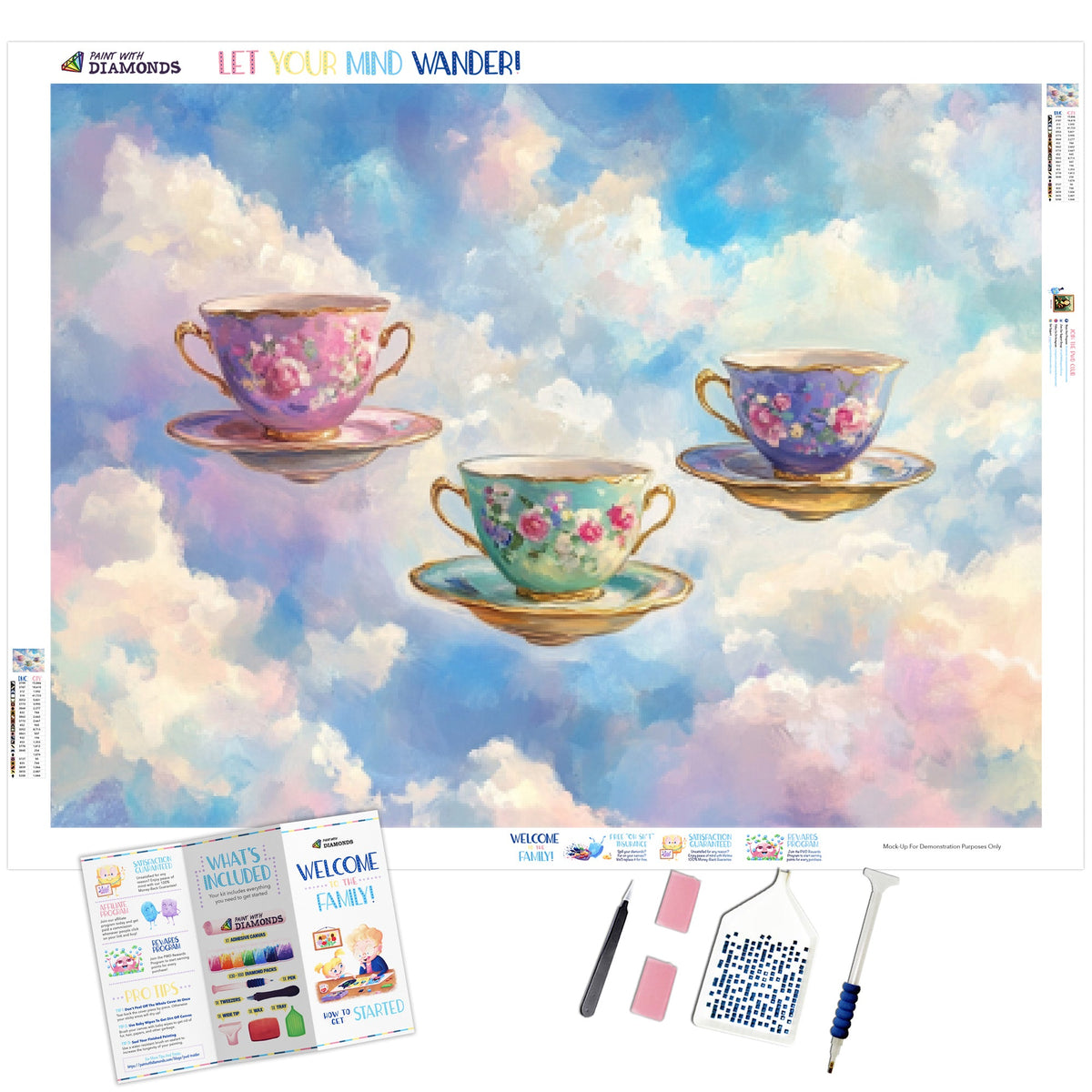 Floating Tea Cups Dream Diamond Painting - Full Drill Kit | Paint With ...