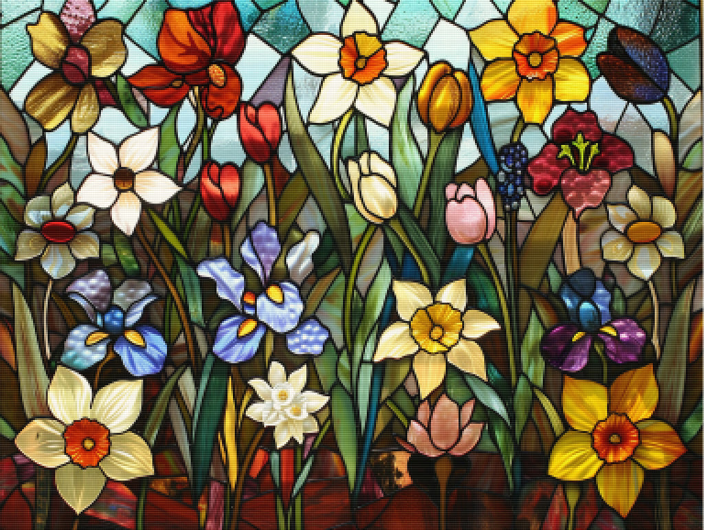 Floral Stained Glass Window Official Diamond Painting Kit | Diamond Art ...