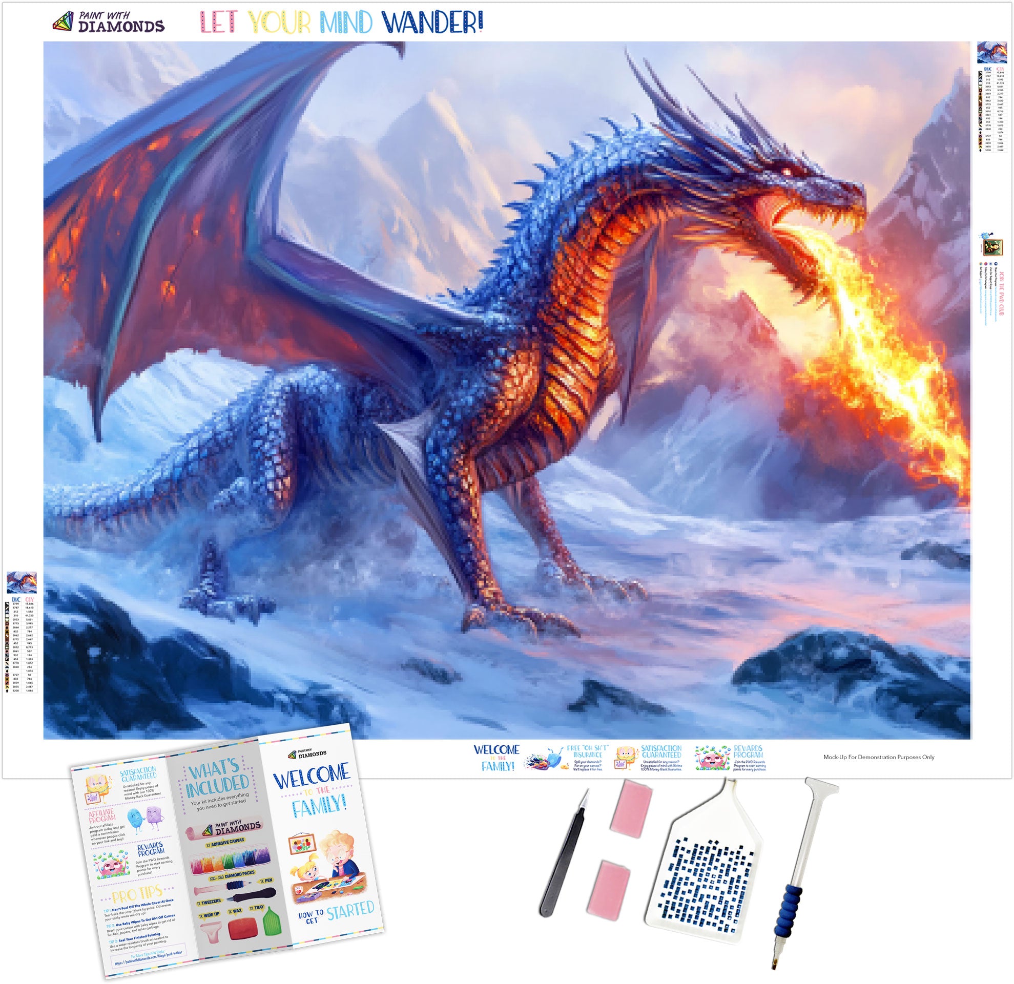 Frostfire Dragon Official Diamond Painting Kit | Diamond Art