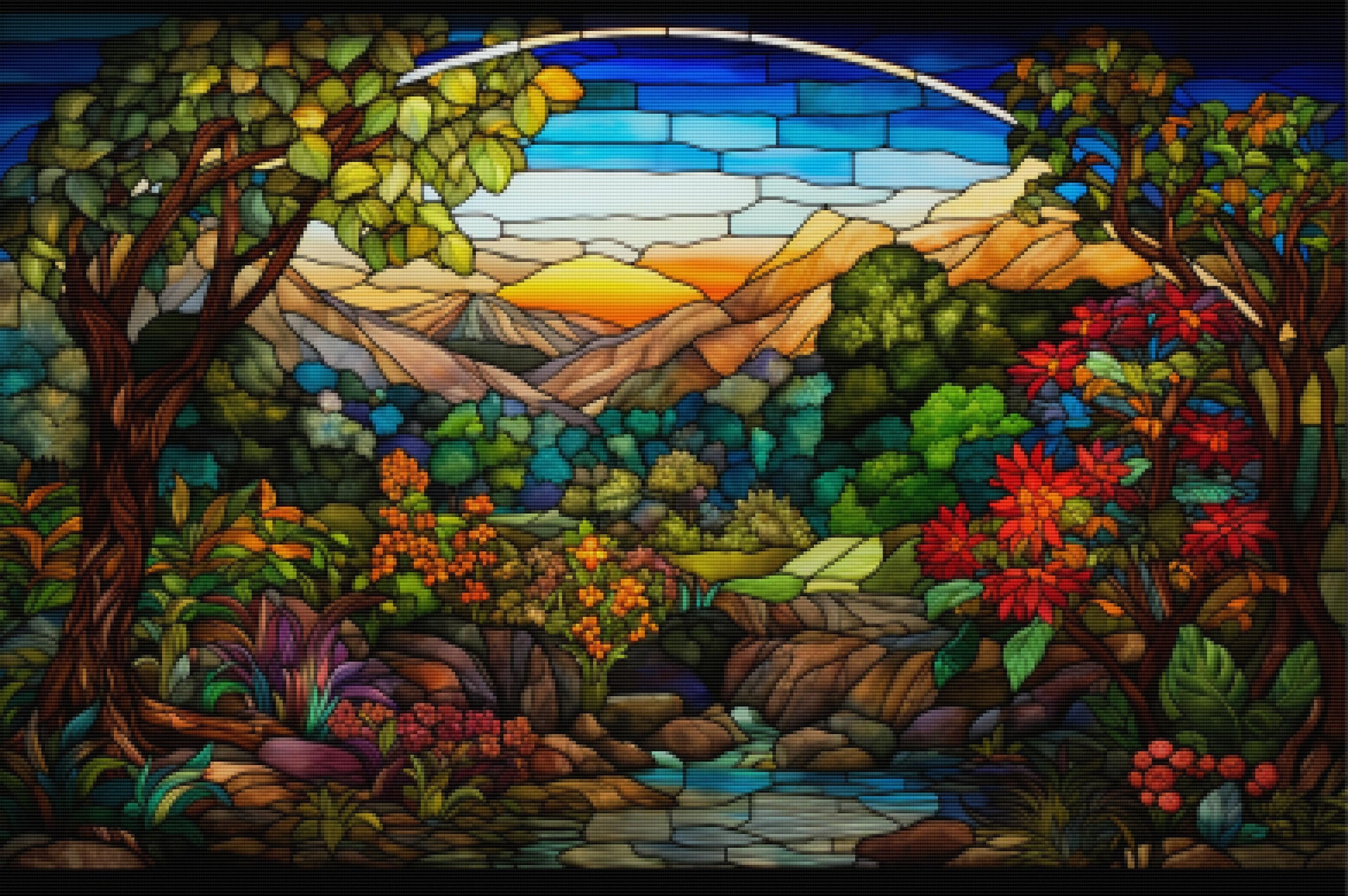 Garden of Eden Stained Glass Diamond Painting Kit Paint With Diamonds