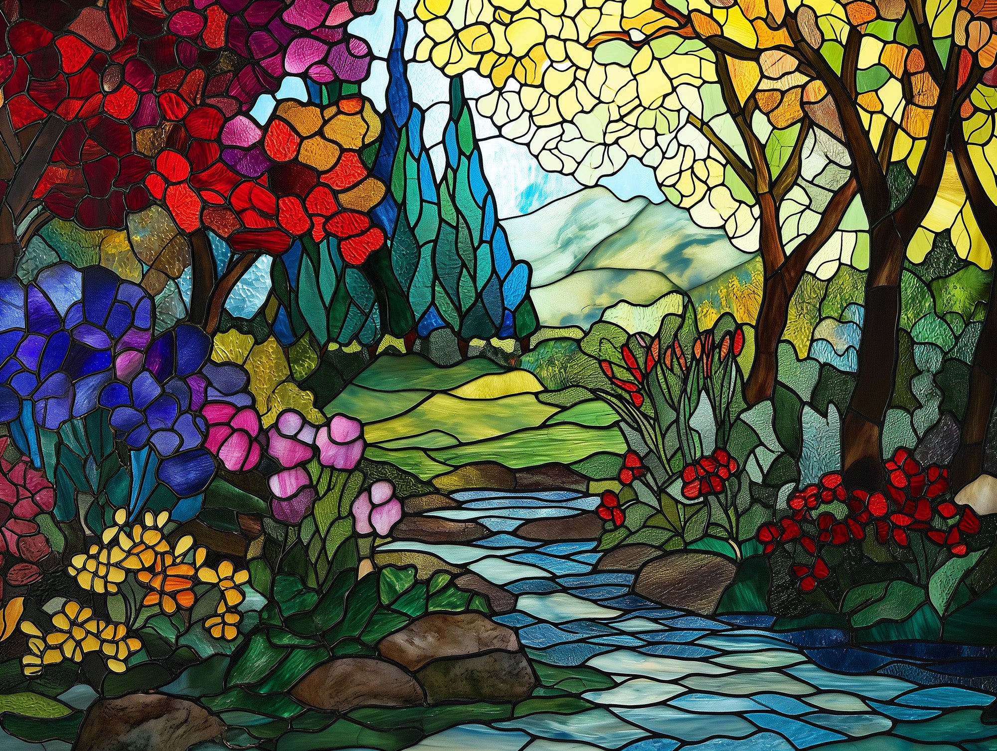 Garden Of Eden Stained Glass 1 Official Diamond Painting Kit