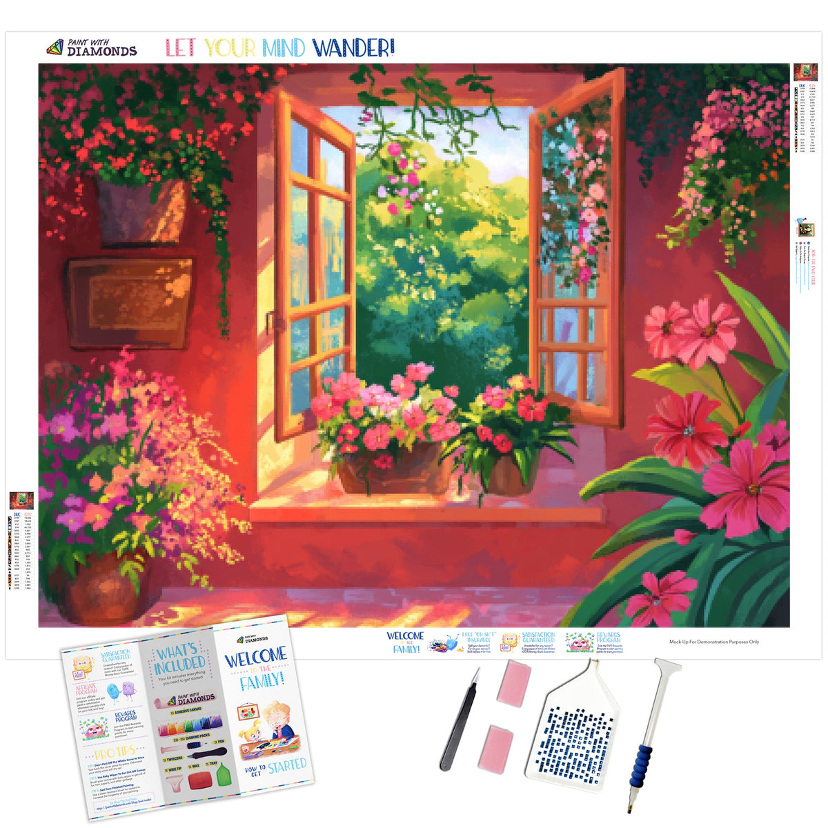 Draw Diamond Window Garden Window Of Color Diamond Painting - Full Drill Kit | Paint With ...