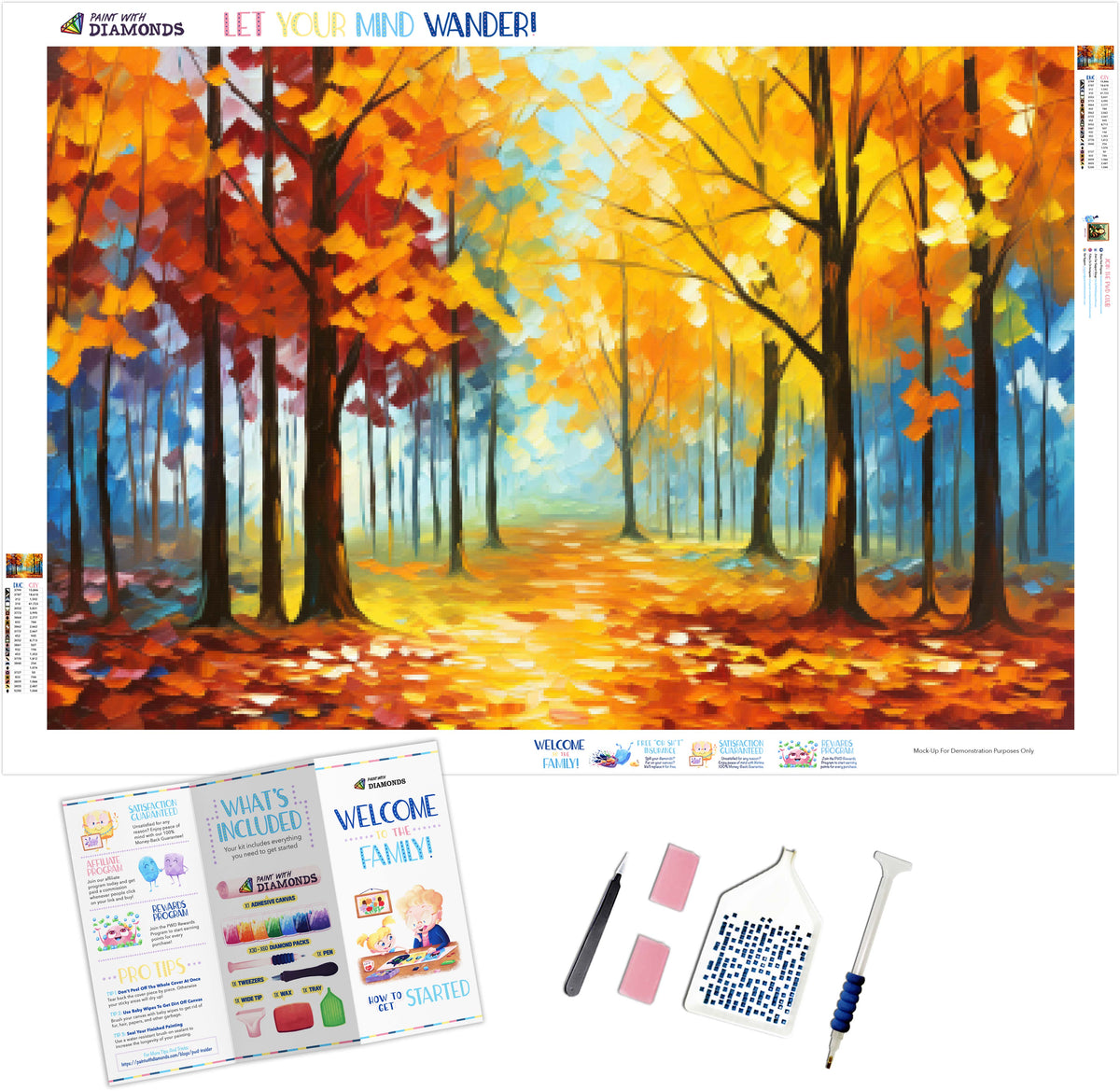 Golden Forest Fall Foliage Diamond Painting Kit Paint With Diamonds