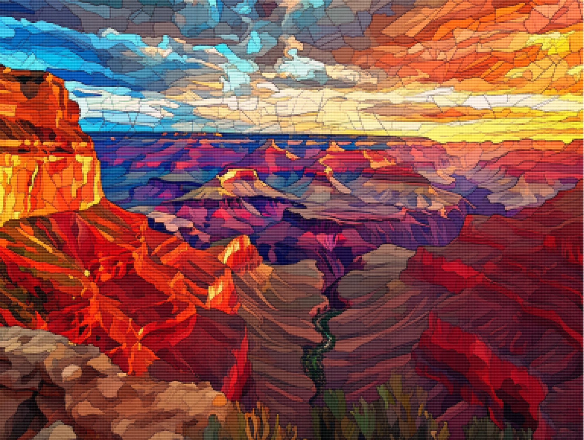 Grand Canyon at Sunset Stained Glass Official Diamond Painting Kit