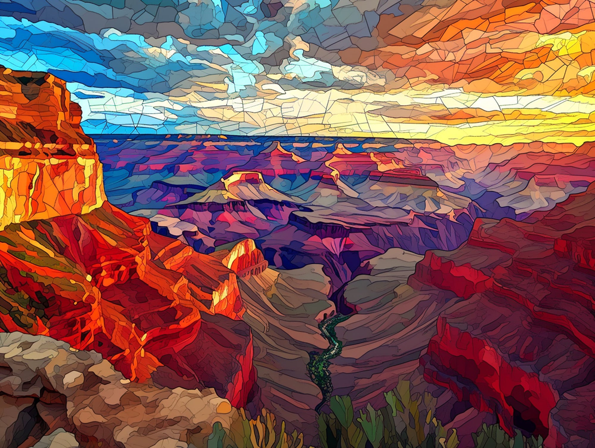 GrandCanyonatSunsetStainedGlas
