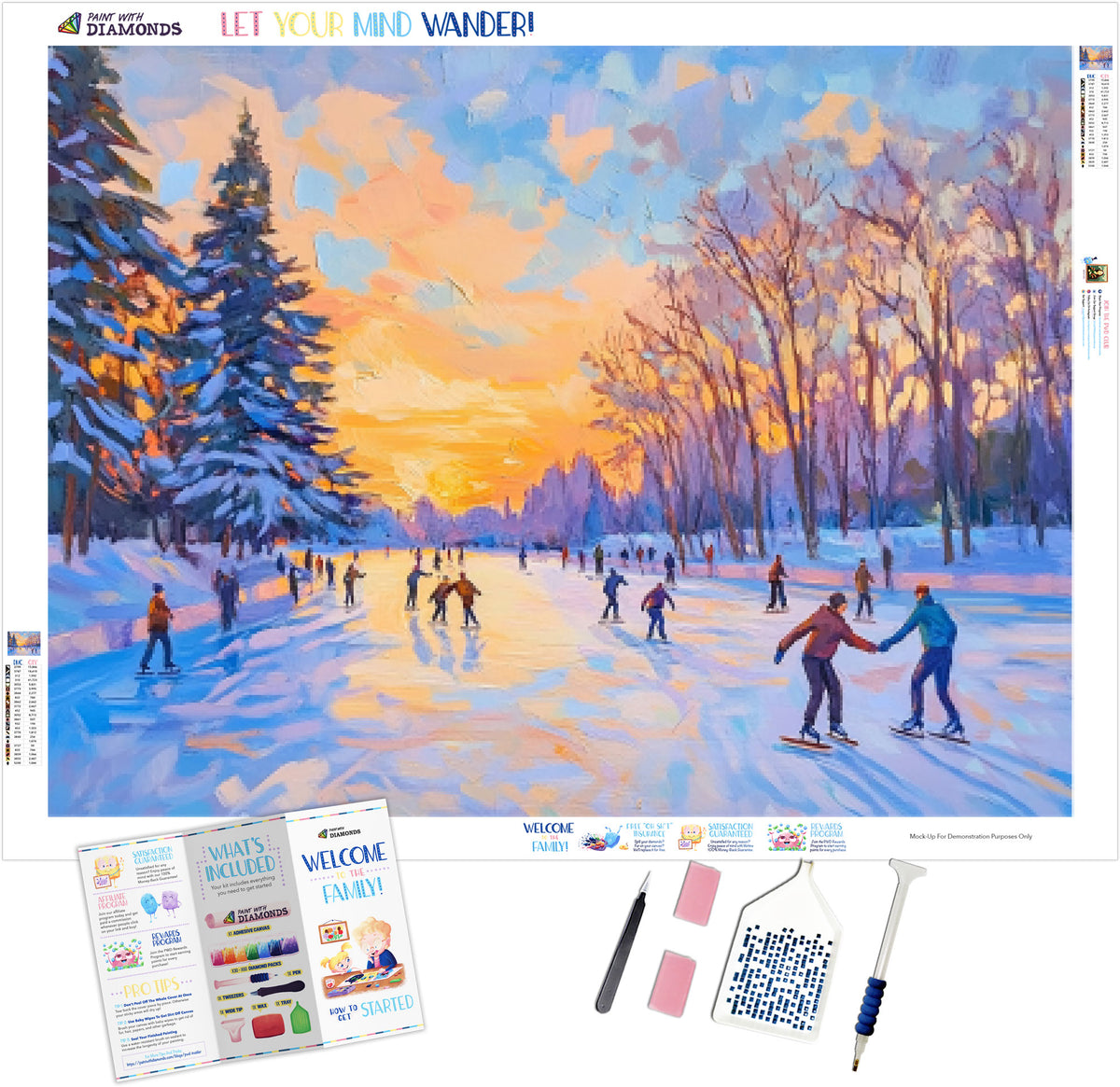 Ice Skating On A Colorful Frozen Lake Official Diamond Painting Kit ...
