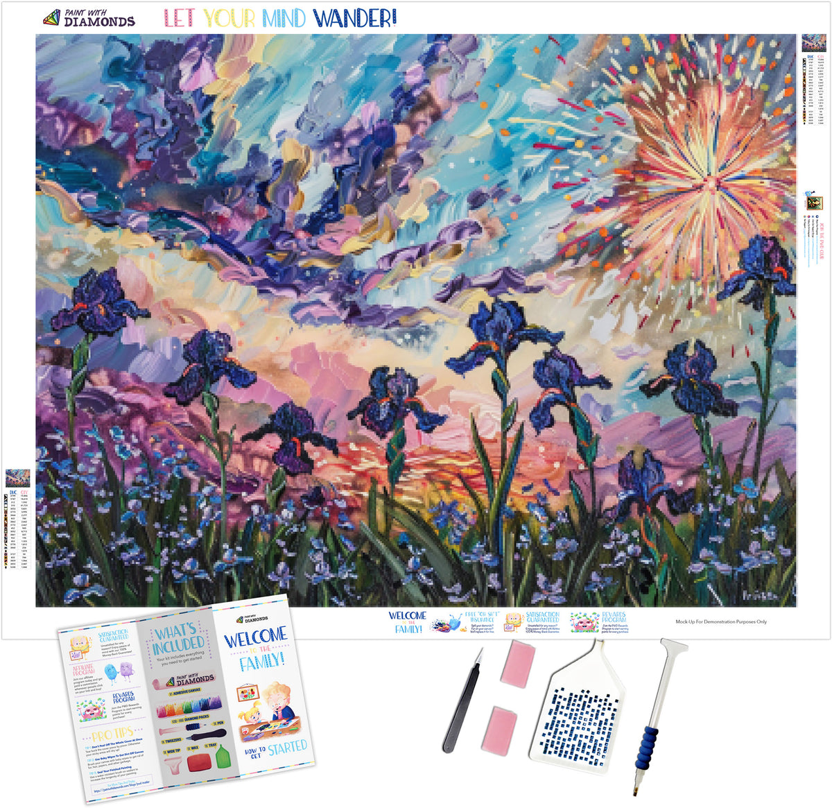 Irises Under Fireworks Official Diamond Painting Kit | Diamond Art ...