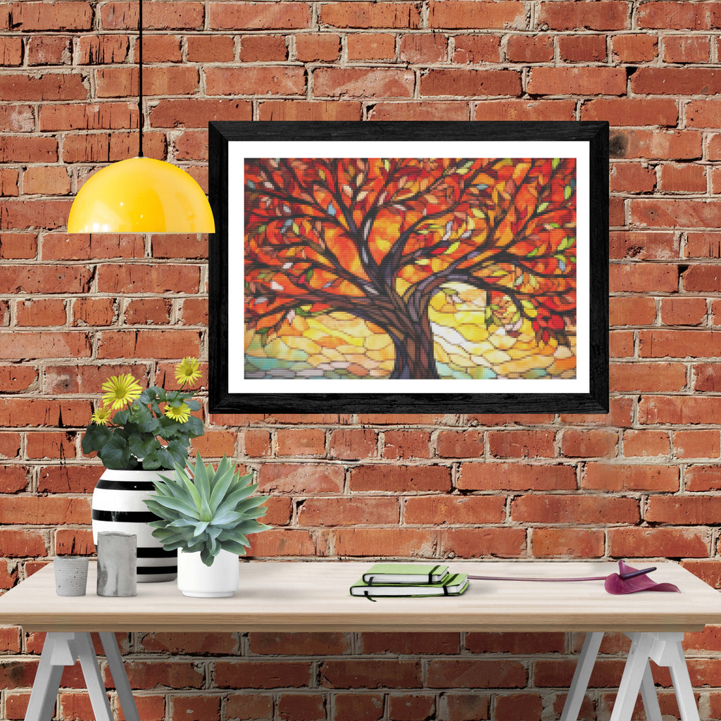 Leaves Falling Stained Glass Diamond Painting Kit Paint With Diamonds