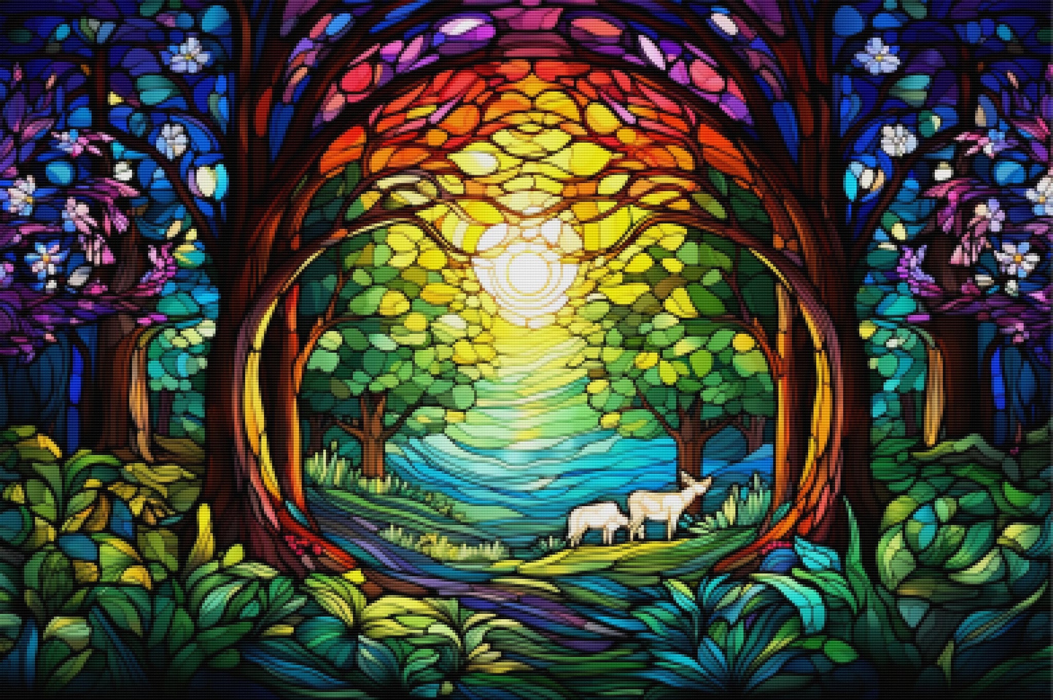 Magical Fantasy Forest Stained Glass Diamond Painting Kit Paint