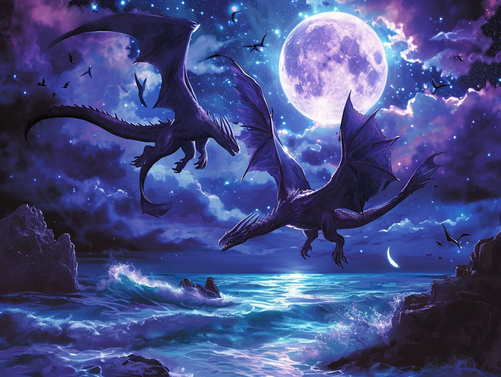Midnight Dragon Flight Official Diamond Painting Kit | Diamond Art ...