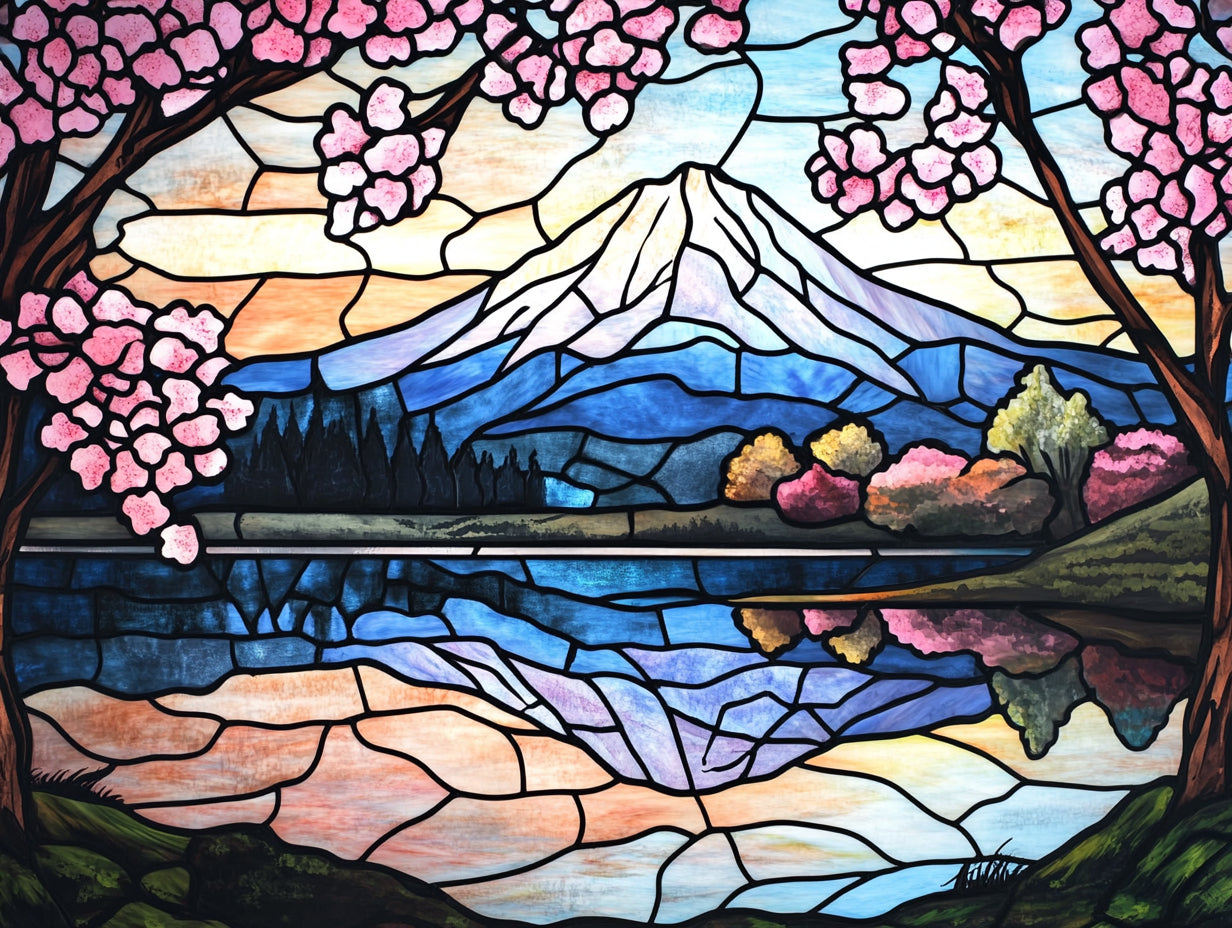 Mount Fuji Serenity Stained Glass Official Diamond Painting Kit