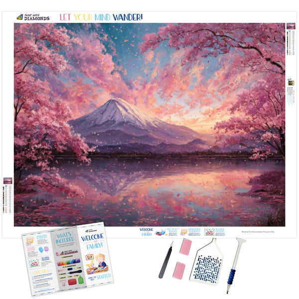 Mount Fuji And Sakura Sky Diamond Painting - Full Drill Kit