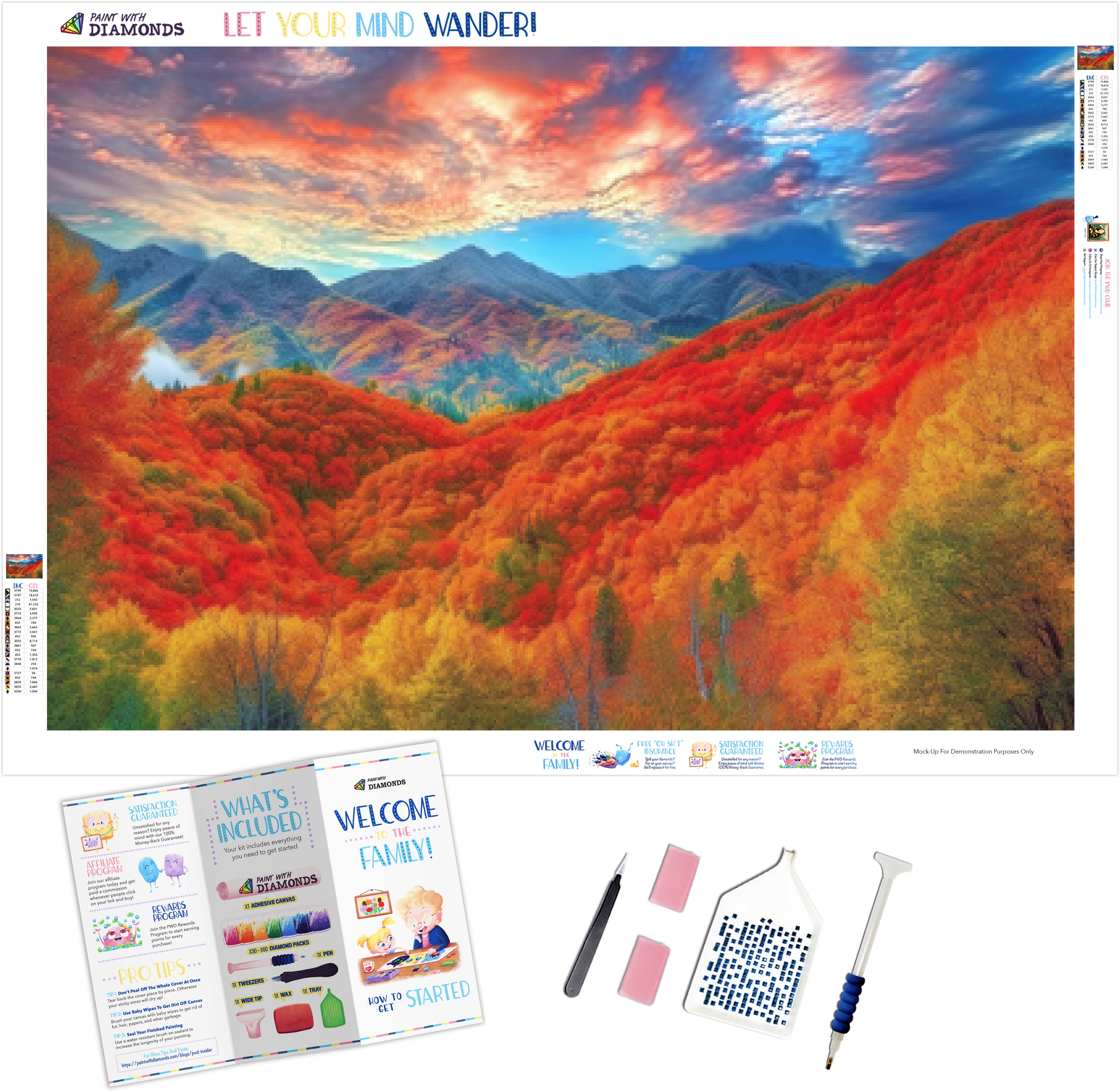 DIAMOND PAINTING KIT FULL DRILL SQUARE MOUNTAIN RIVER 60X40 CM