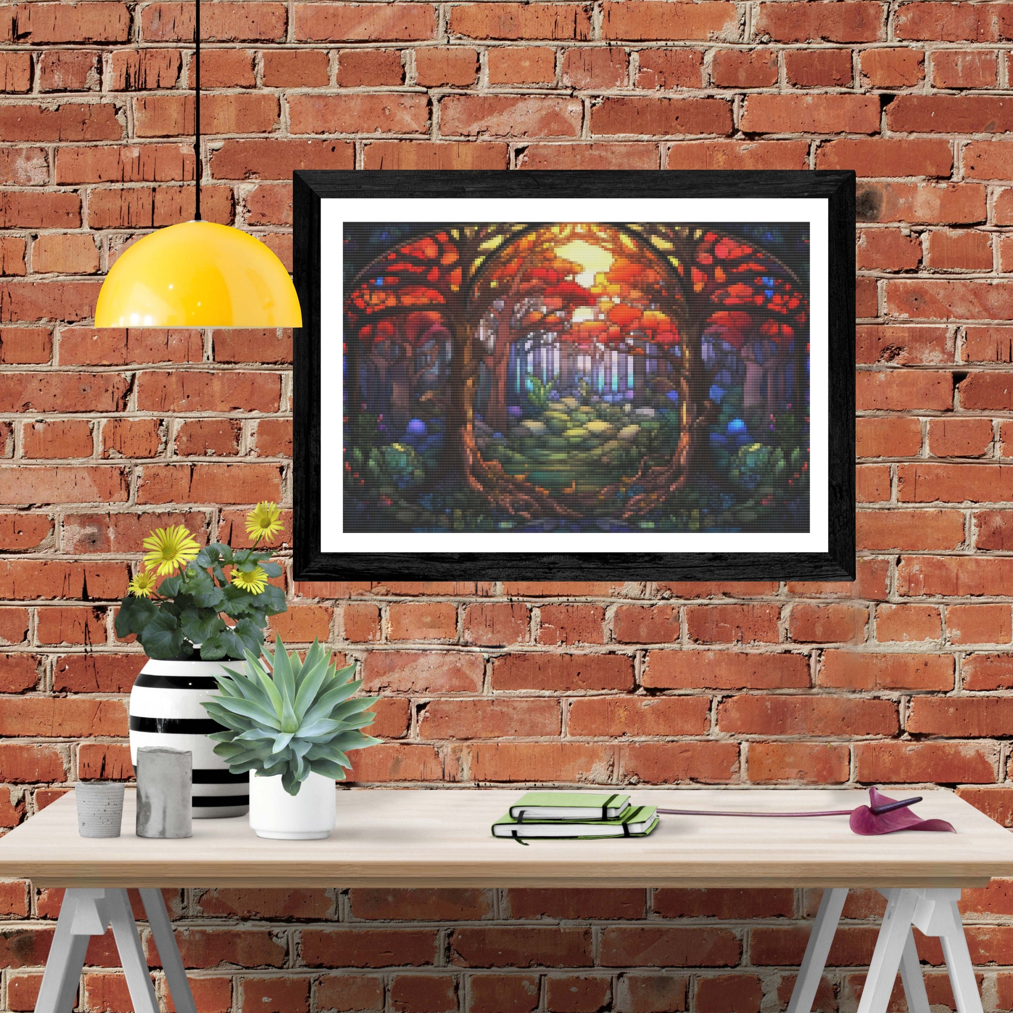 Mythical Autumn Forest Stained Glass Diamond Painting Kit Paint