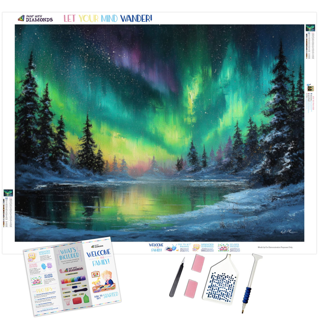 Northern Lights Over Frozen Lake - Product Mockup 1