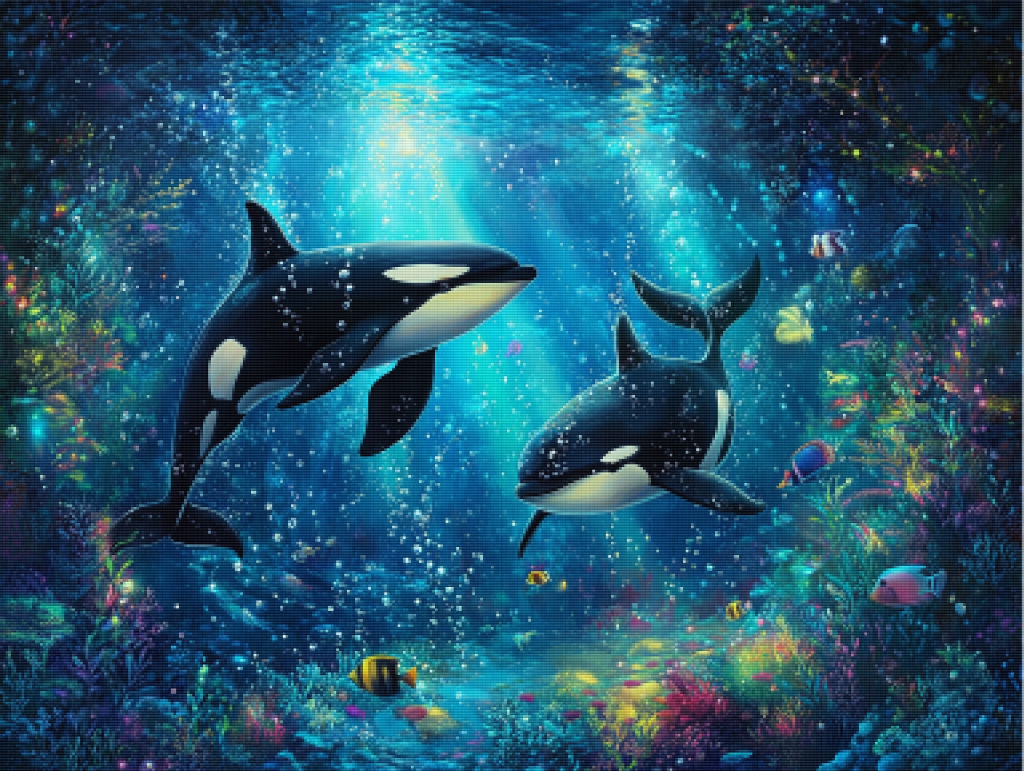 Orca's Graceful Dance Official Diamond Painting Kit | Diamond Art