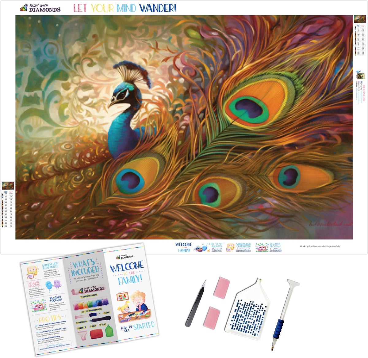 Ornate Peacock Official Diamond Painting Kit | Diamond Art | Paint With ...