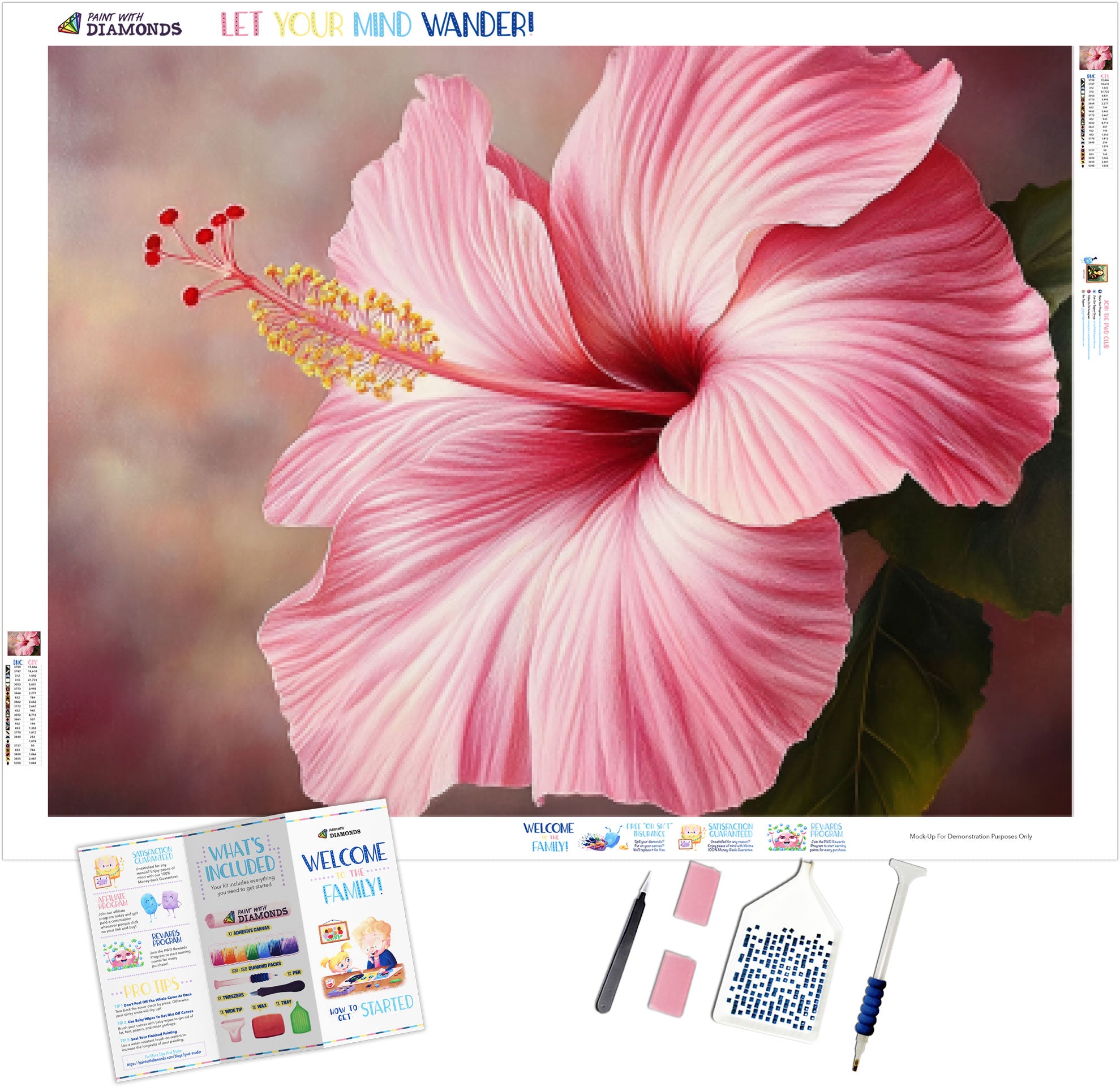 Pink Hibiscus Flower In Full Bloom – Paint With Diamonds