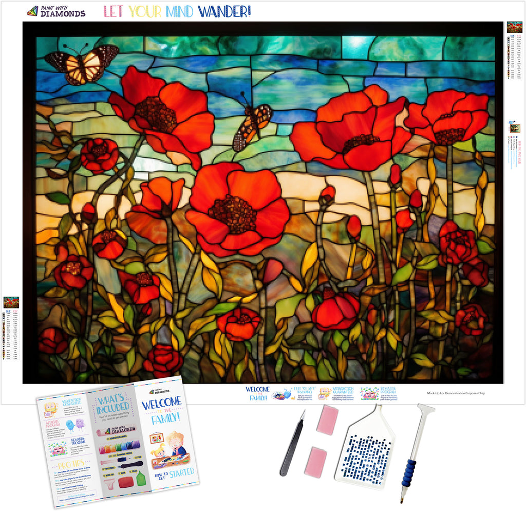 Poppies and Butterflies Official Diamond Painting Kit | Diamond Art ...