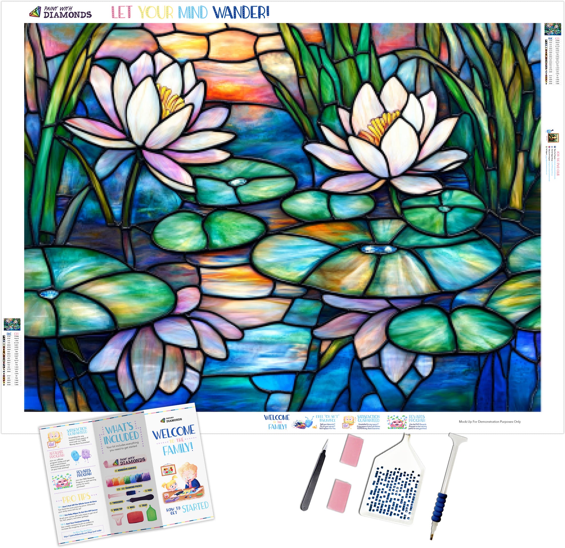 Serene Water Lillies Stained Glass Official Diamond Painting Kit