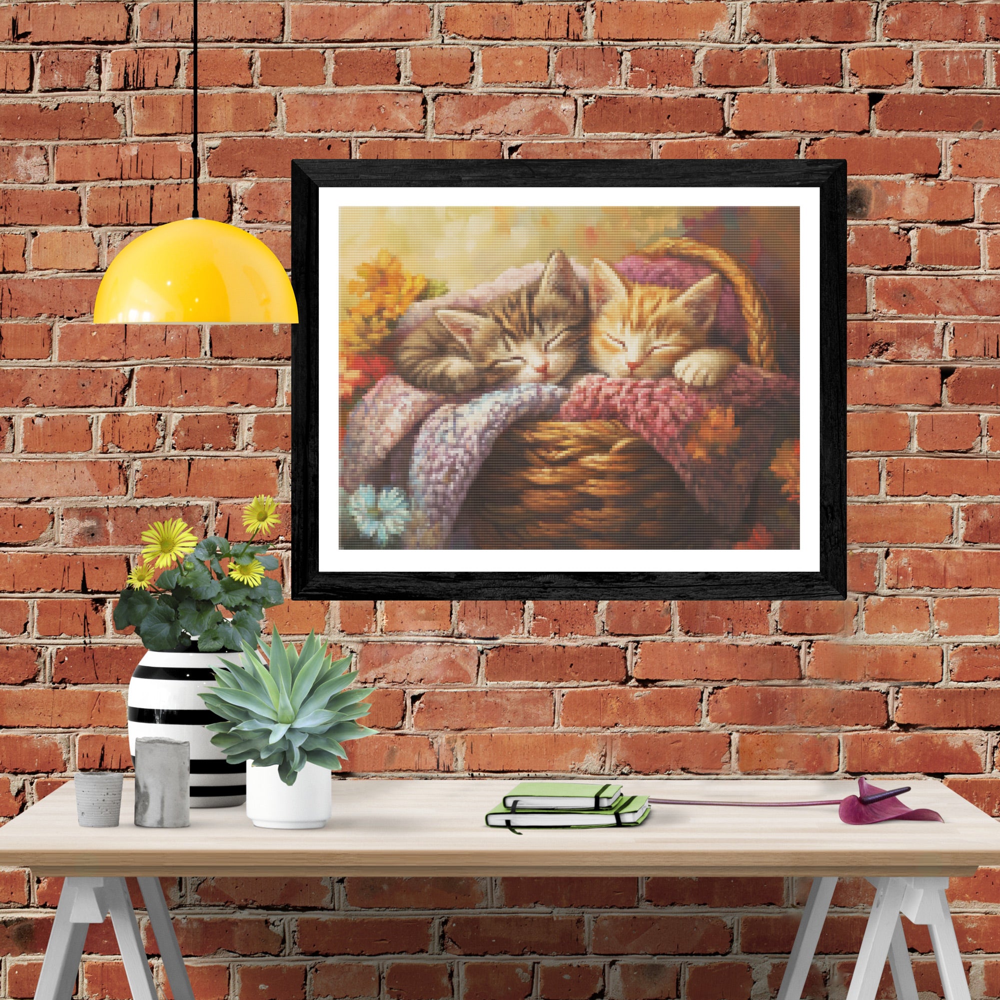 Sleepy Kittens in a Basket Official Diamond Painting Kit | Diamond
