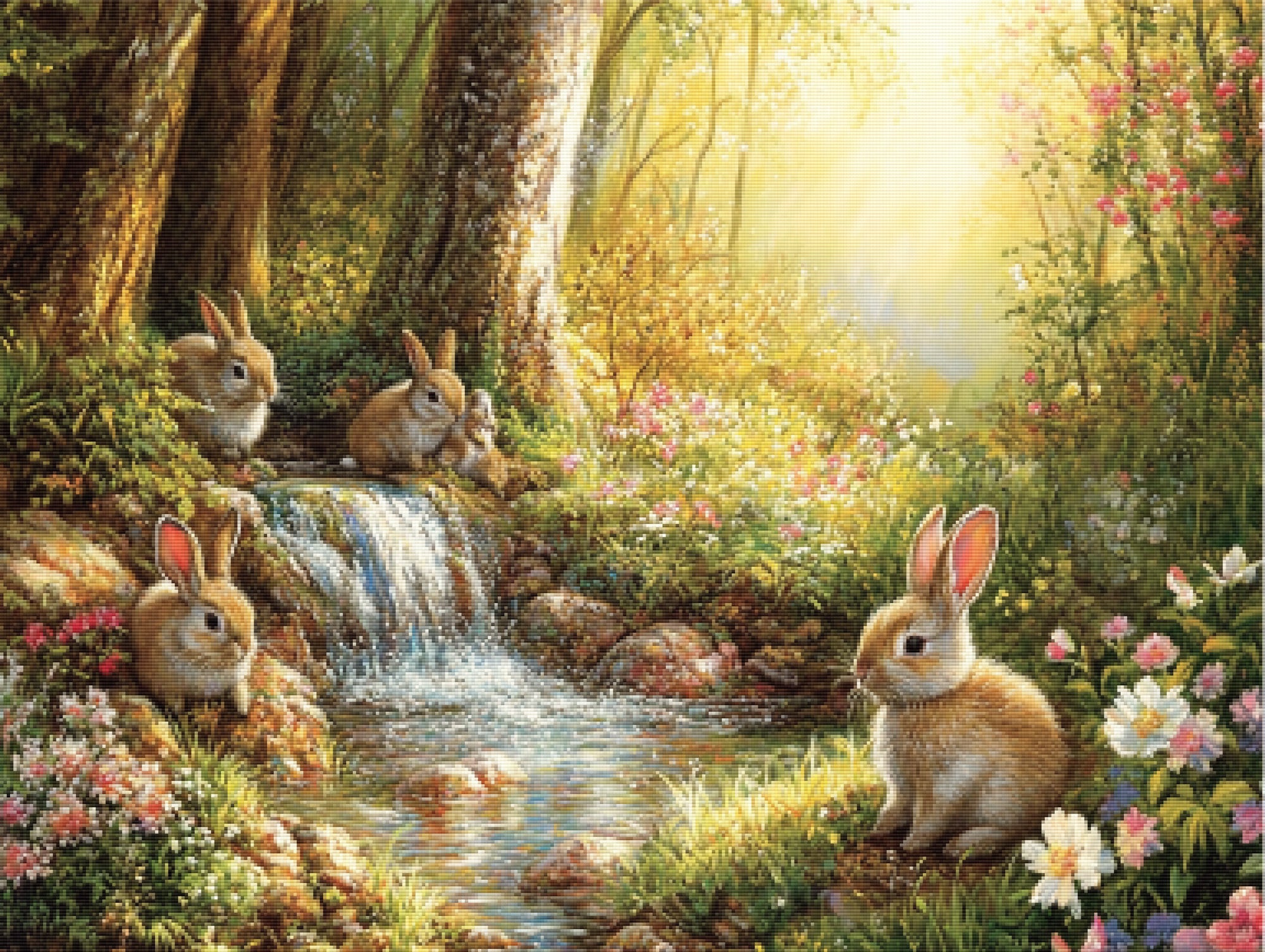 Springtime Bunny Hideaway Official Diamond Painting Kit | Diamond