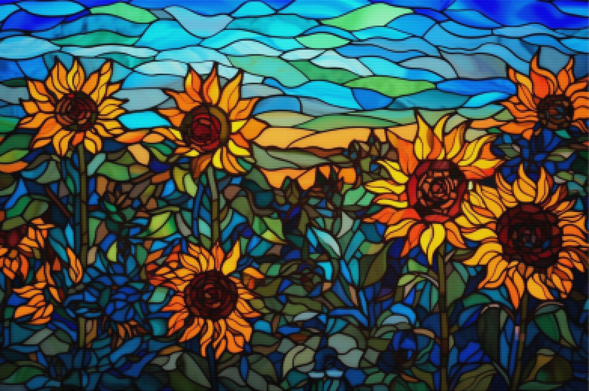 Stained Glass Sunflower Field Official Diamond Painting Kit