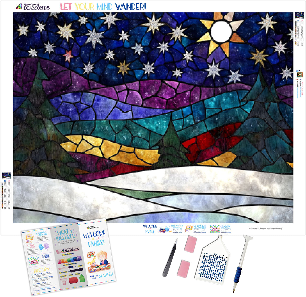 Stained Glass Winter Night Stars – Paint With Diamonds