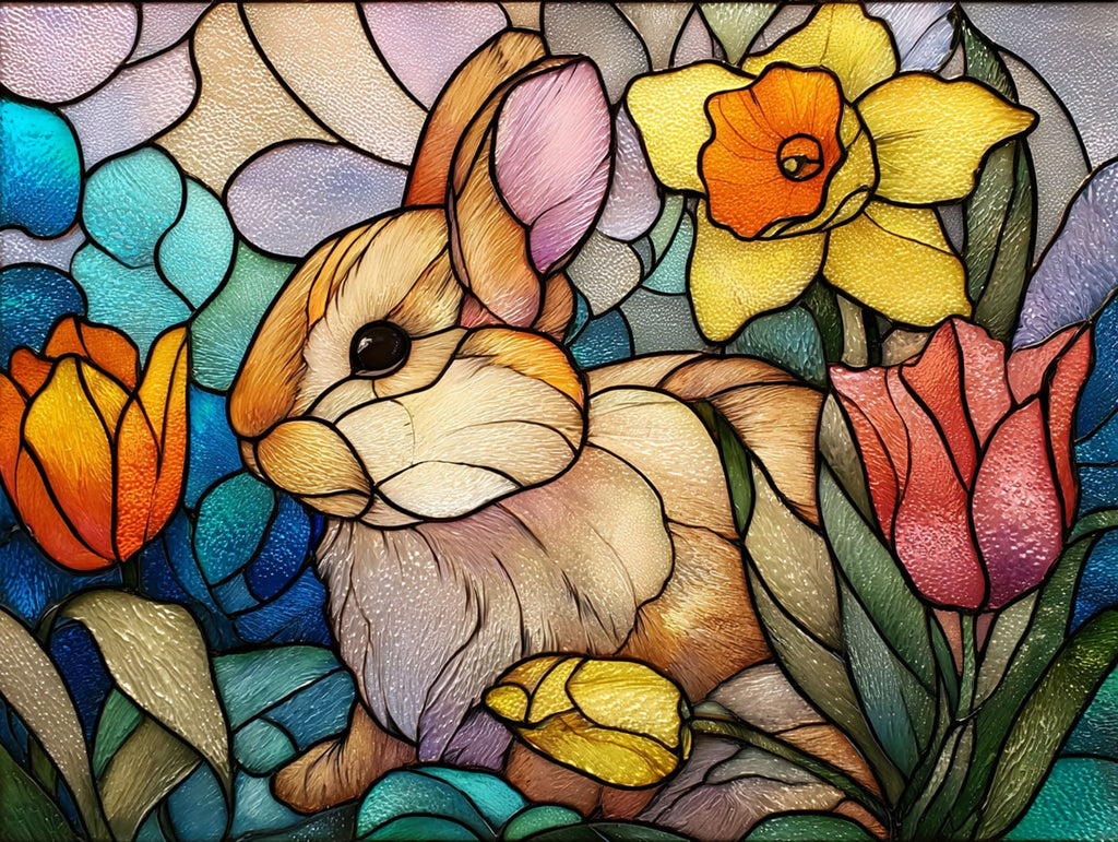 Stained Glass Bunny In Bloom - Main Image