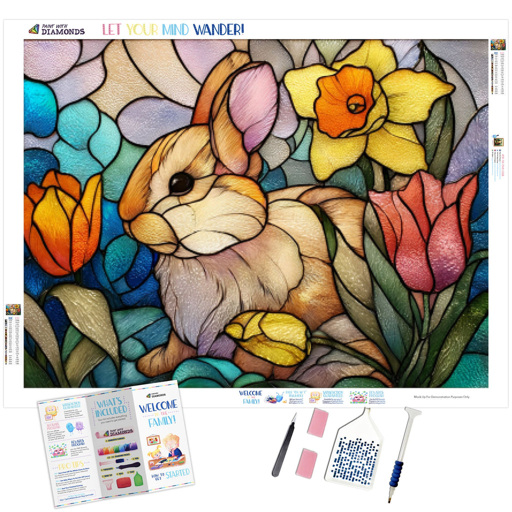 Stained Glass Bunny In Bloom - Product Mockup 1