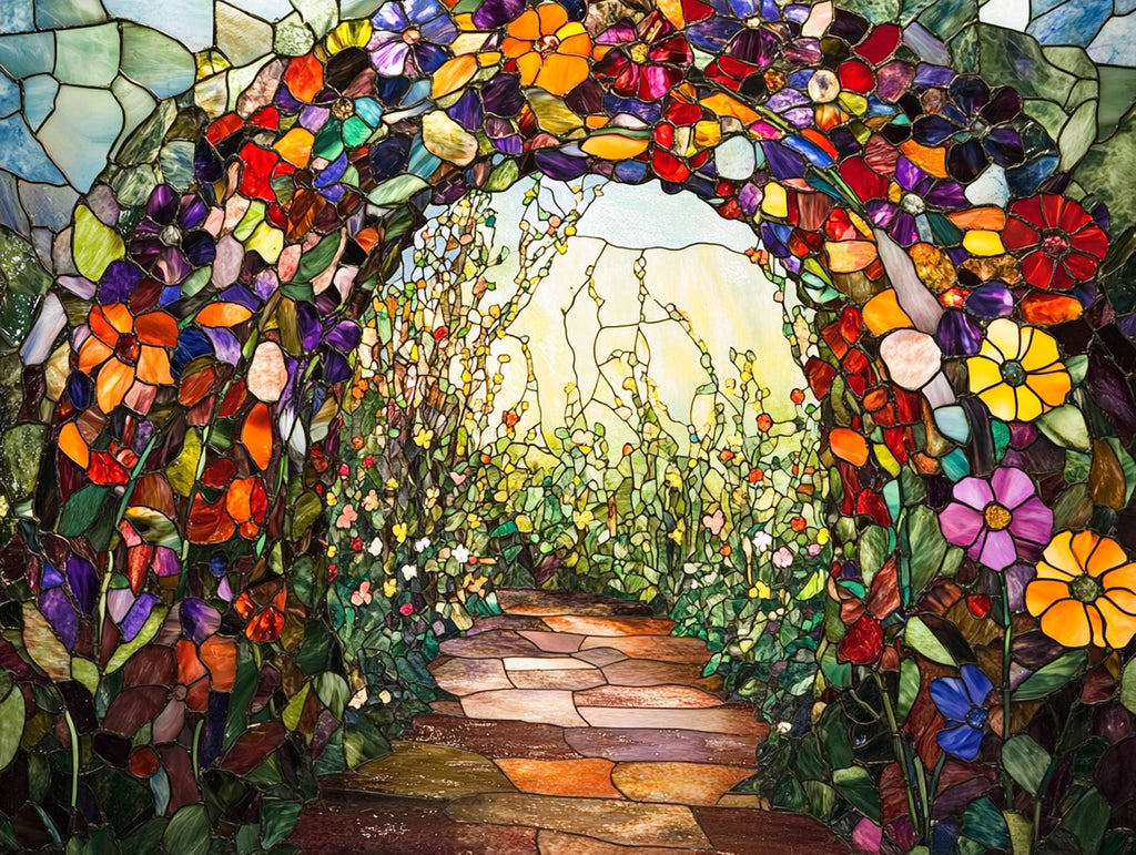 Stained Glass Spring Garden Archway Diamond Painting - Full Drill Kit ...