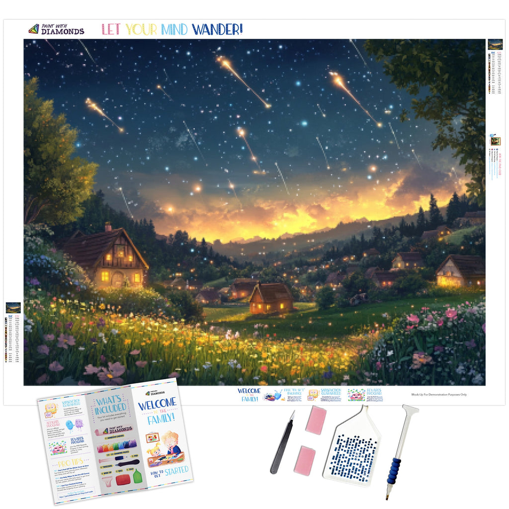 Starfall Over The Meadow Town Diamond Painting - Full Drill Kit | Paint ...
