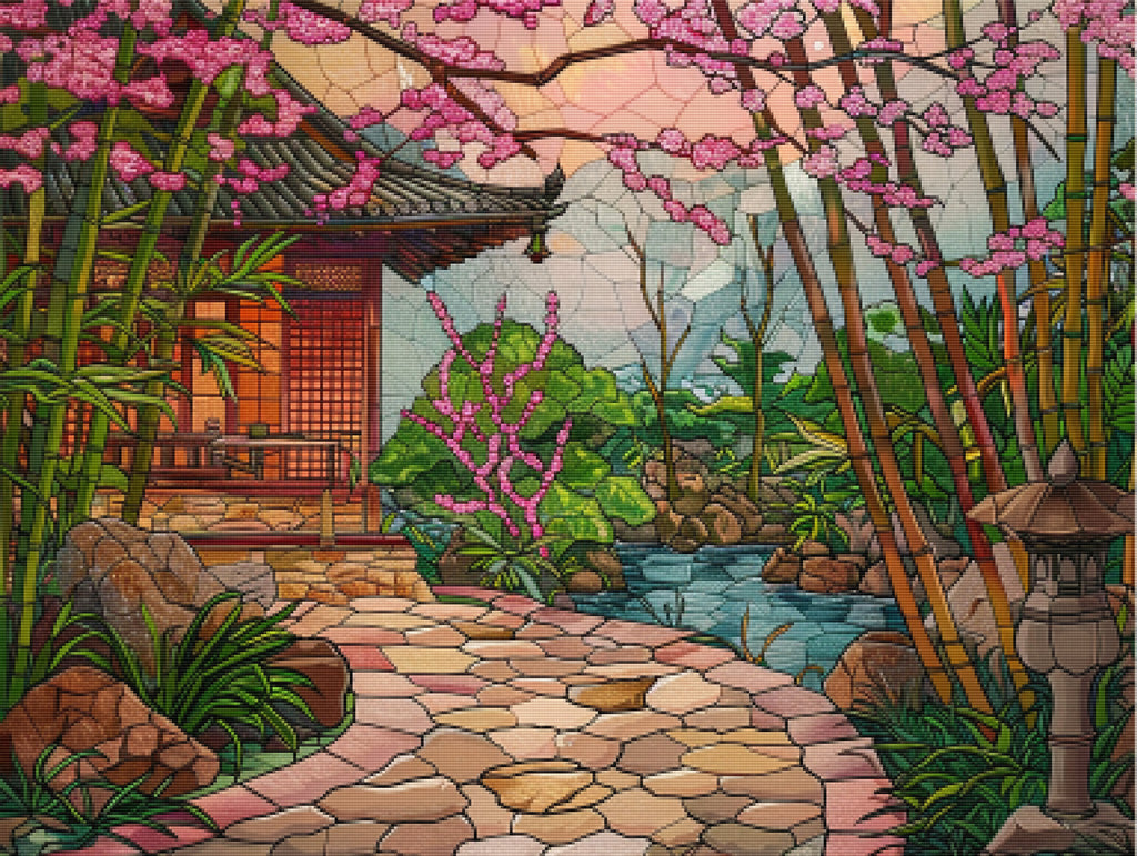 Stone Path Leading To A Tea House Official Diamond Painting Kit ...