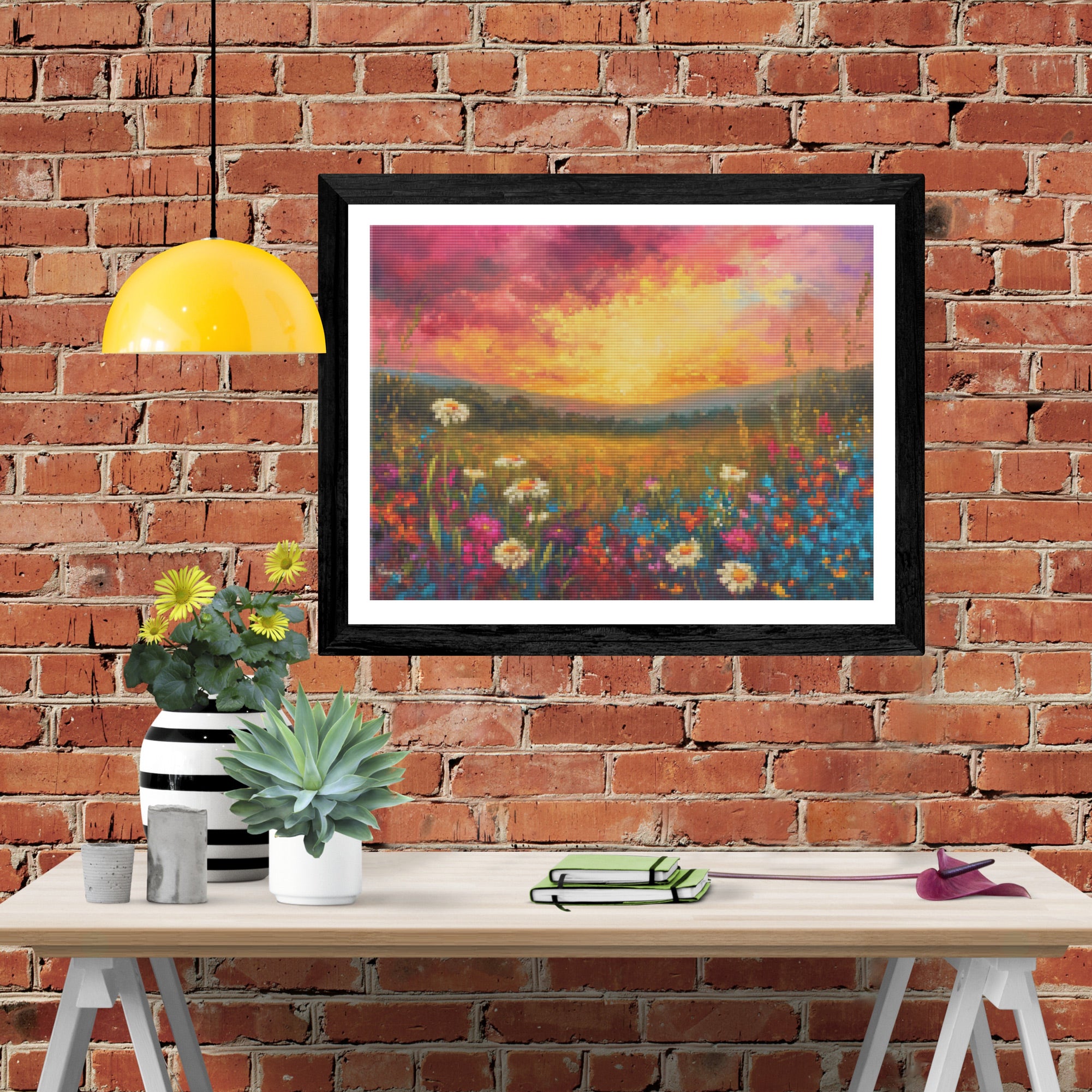 Sunset Meadow Vibrant Landscape Official Diamond Painting Kit