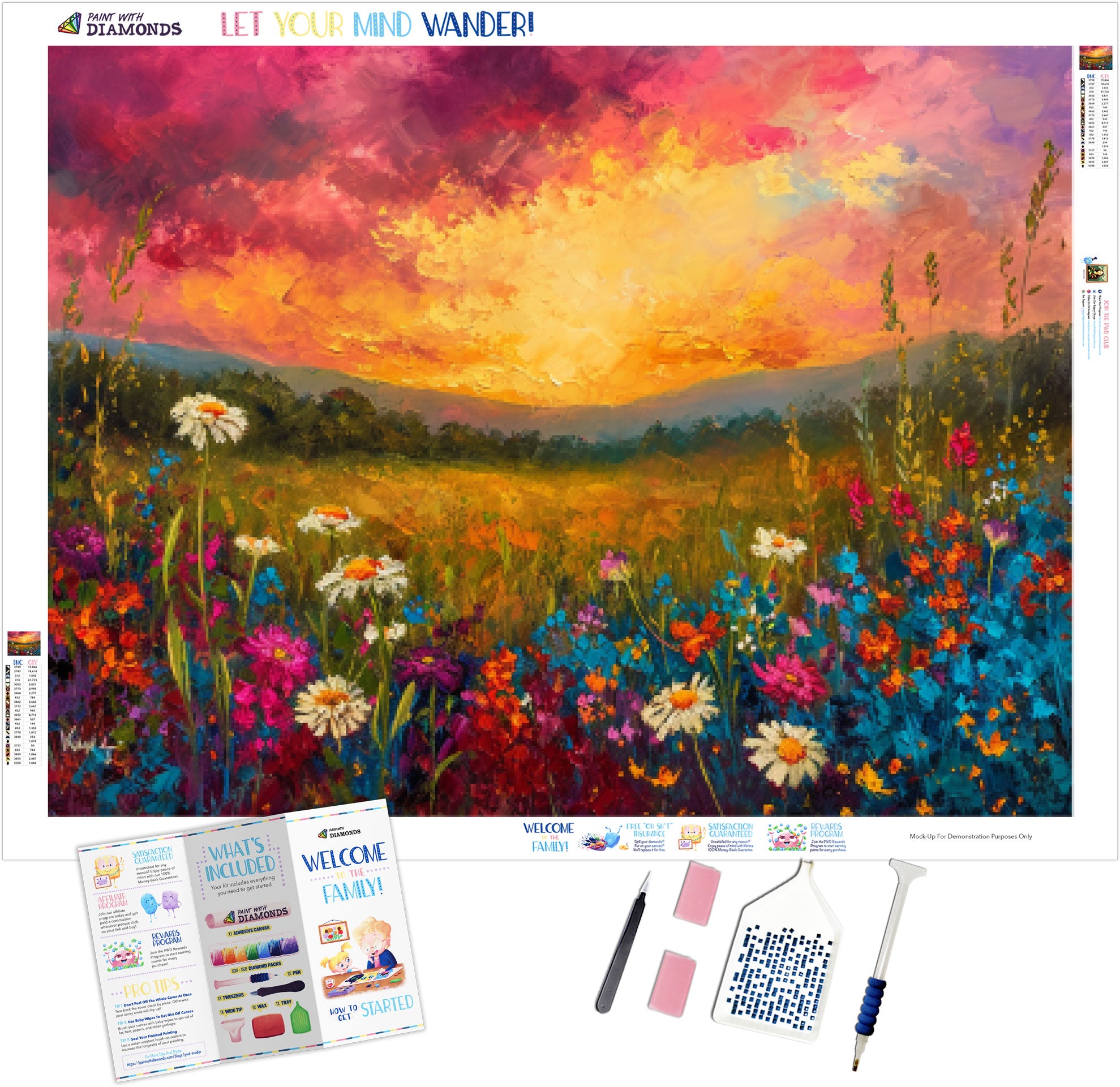 Sunset Meadow Vibrant Landscape Official Diamond Painting Kit