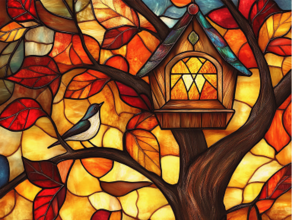 Surrounded By Colorful Autumn Leaves Official Diamond Painting Kit ...