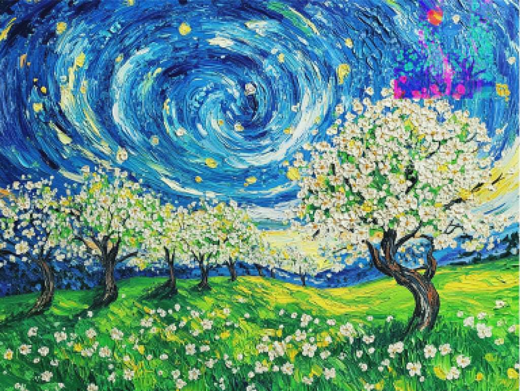 Swirling Springtime Starry Night Official Diamond Painting Kit ...