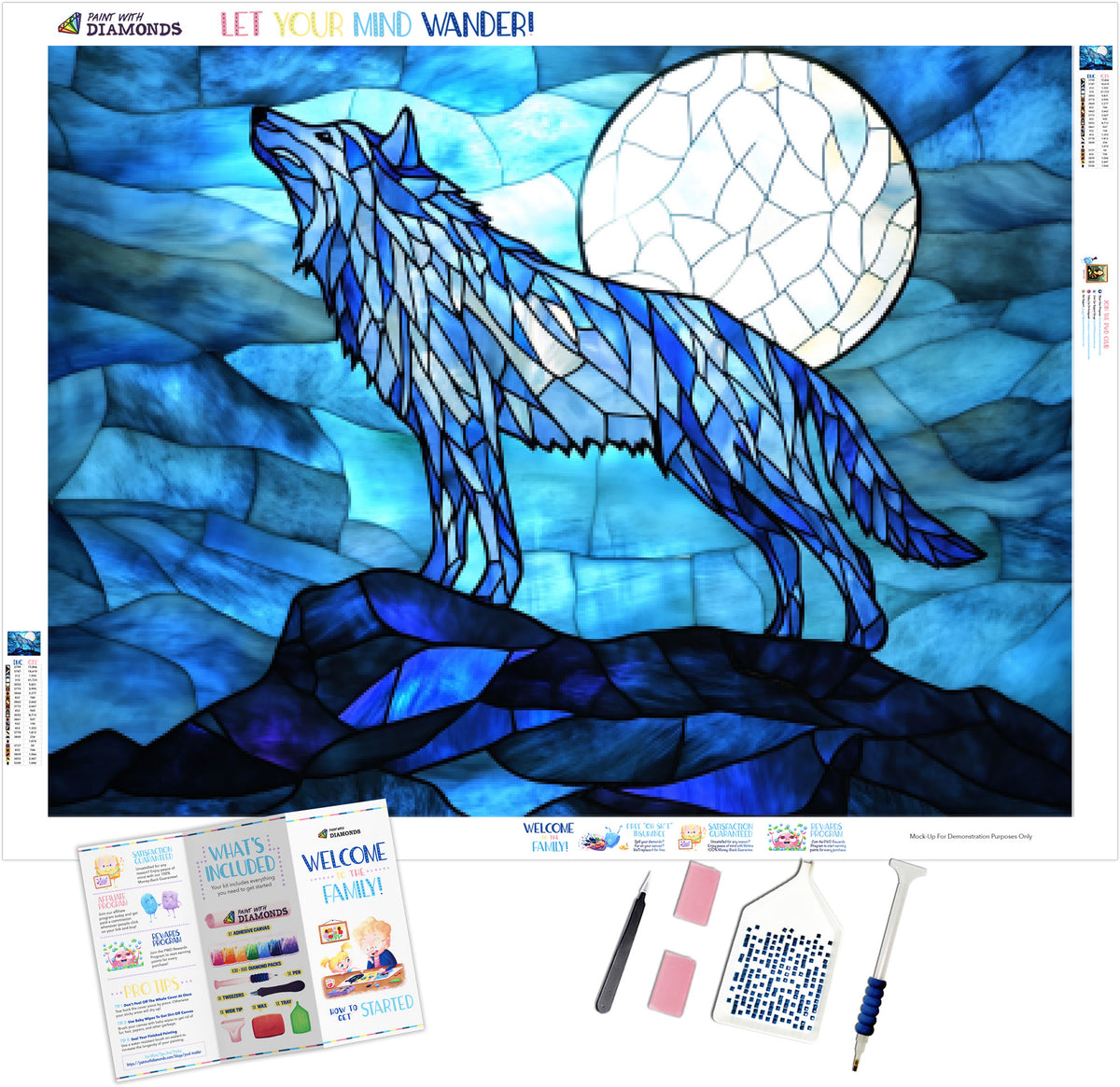 The Crystal Wolf Howl Official Diamond Painting Kit | Diamond Art ...