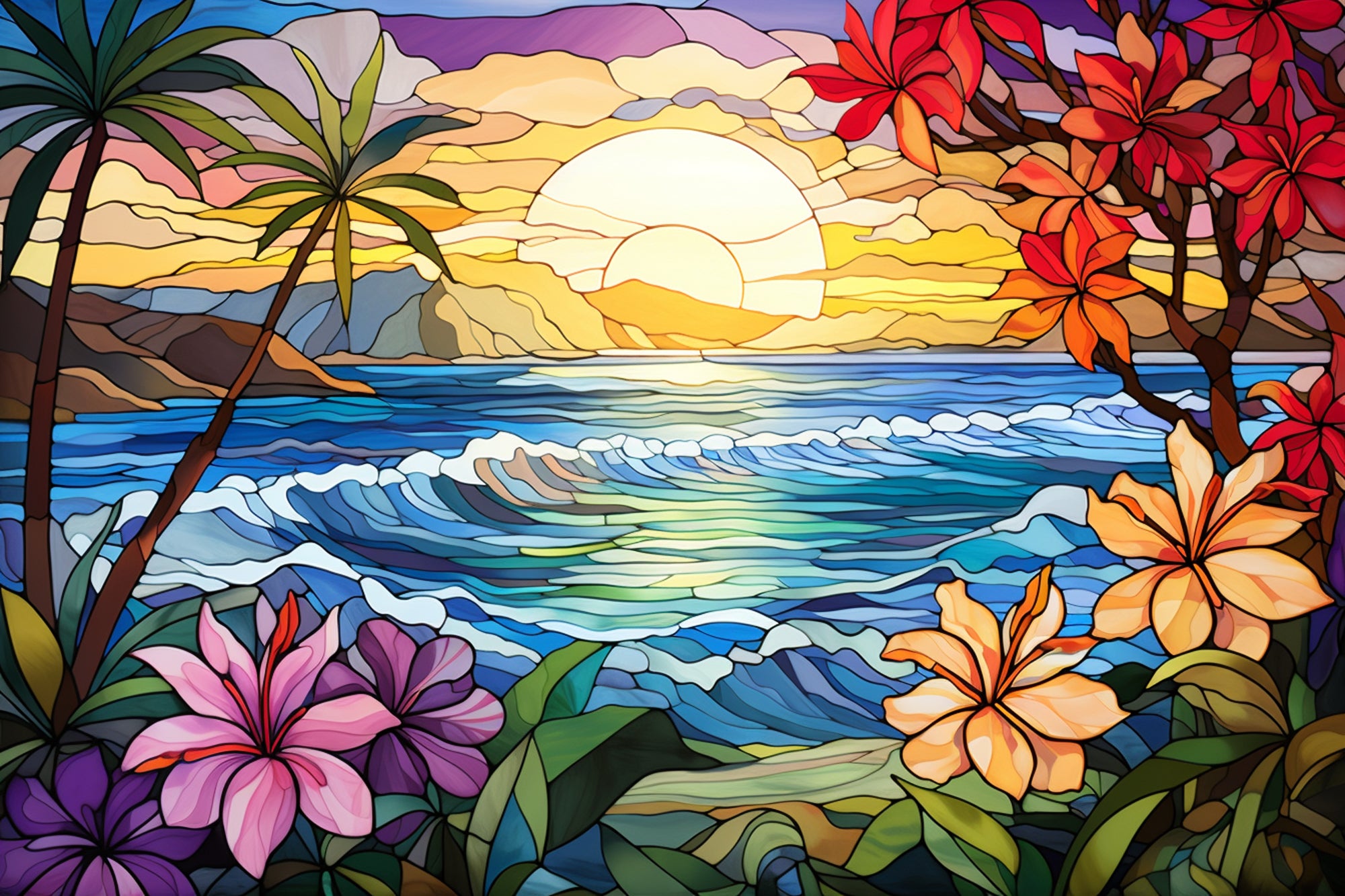 Tropical Paradise Stained Glass Diamond Painting Kit Paint With