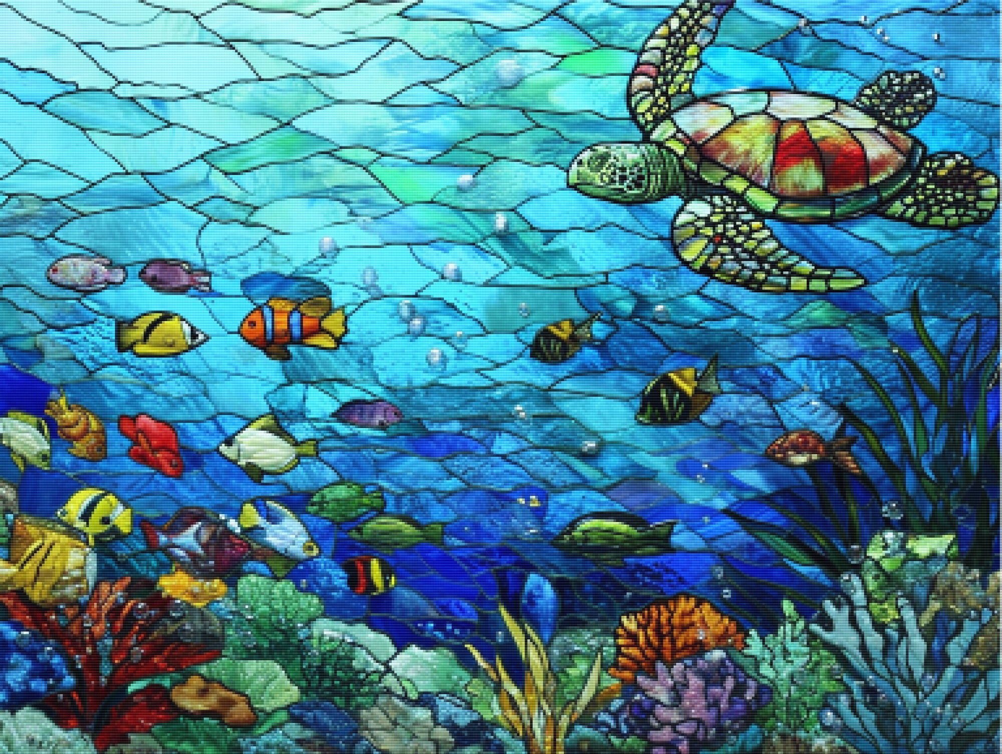 Underwater light hotsell up stained glass painting