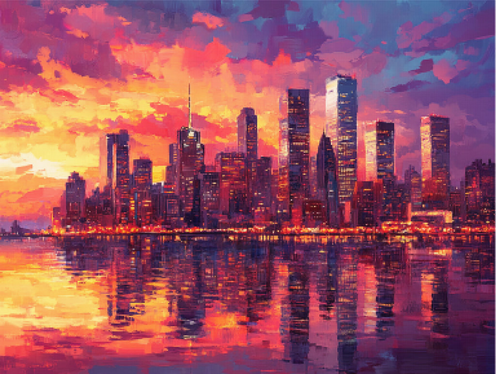 Vibrant City Skyline at Dusk – Paint With Diamonds