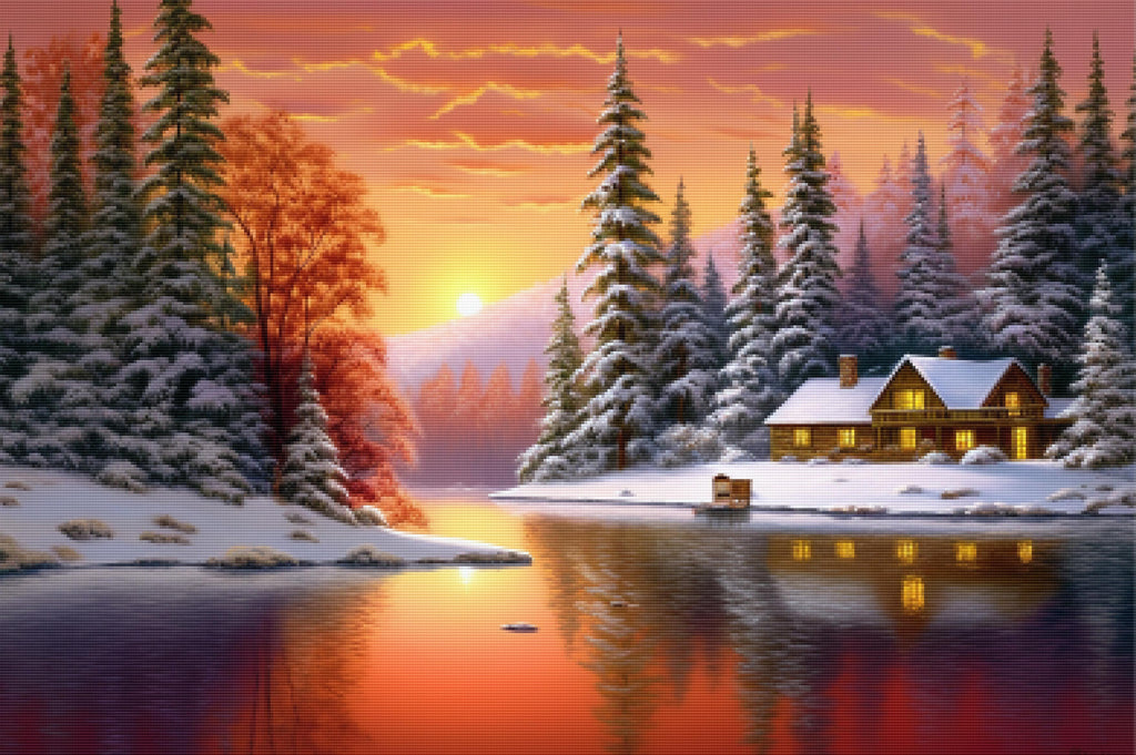 Warm Hues Winter Setting Sun Diamond Painting Kit Paint With Diamonds