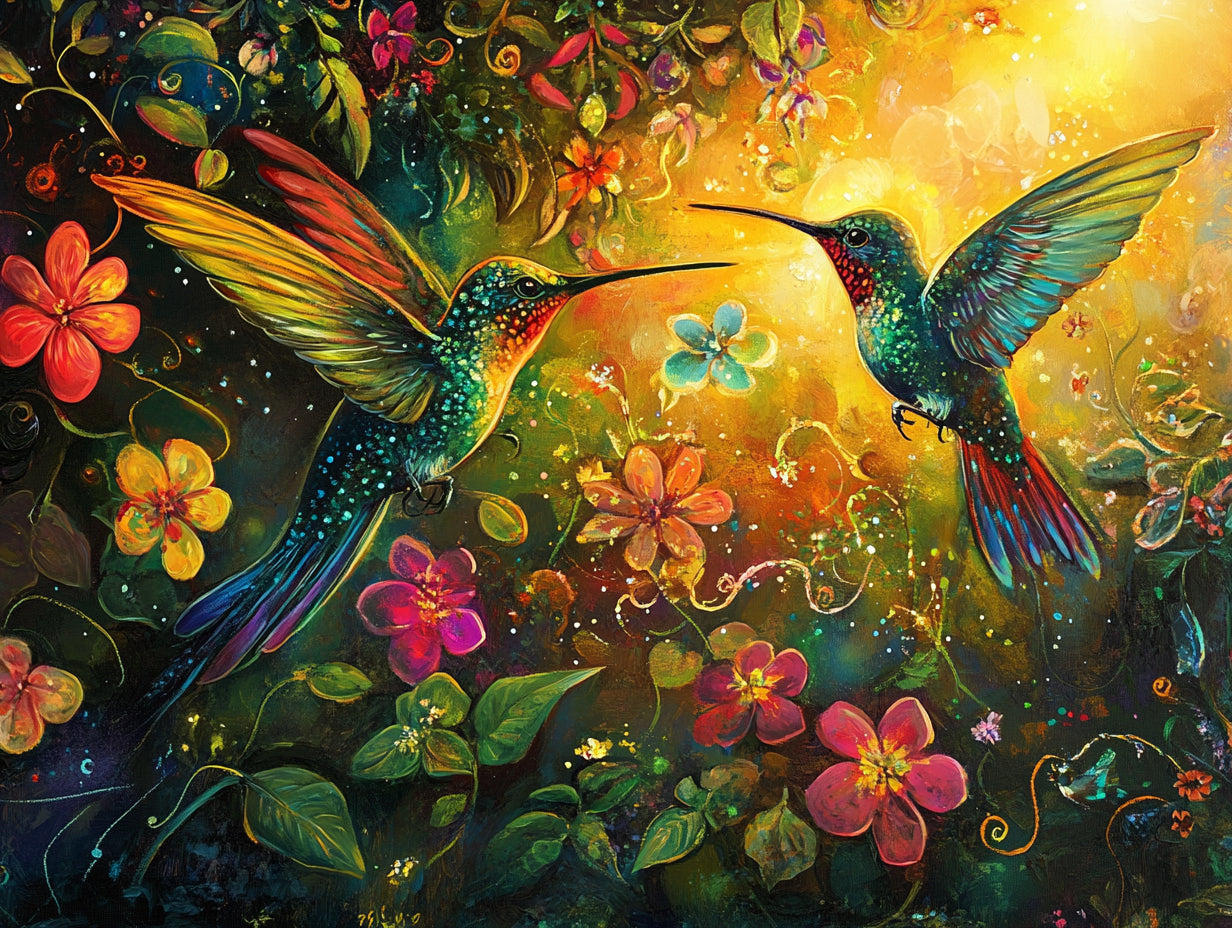 Whimsical Hummingbird Garden, image size:1232x928