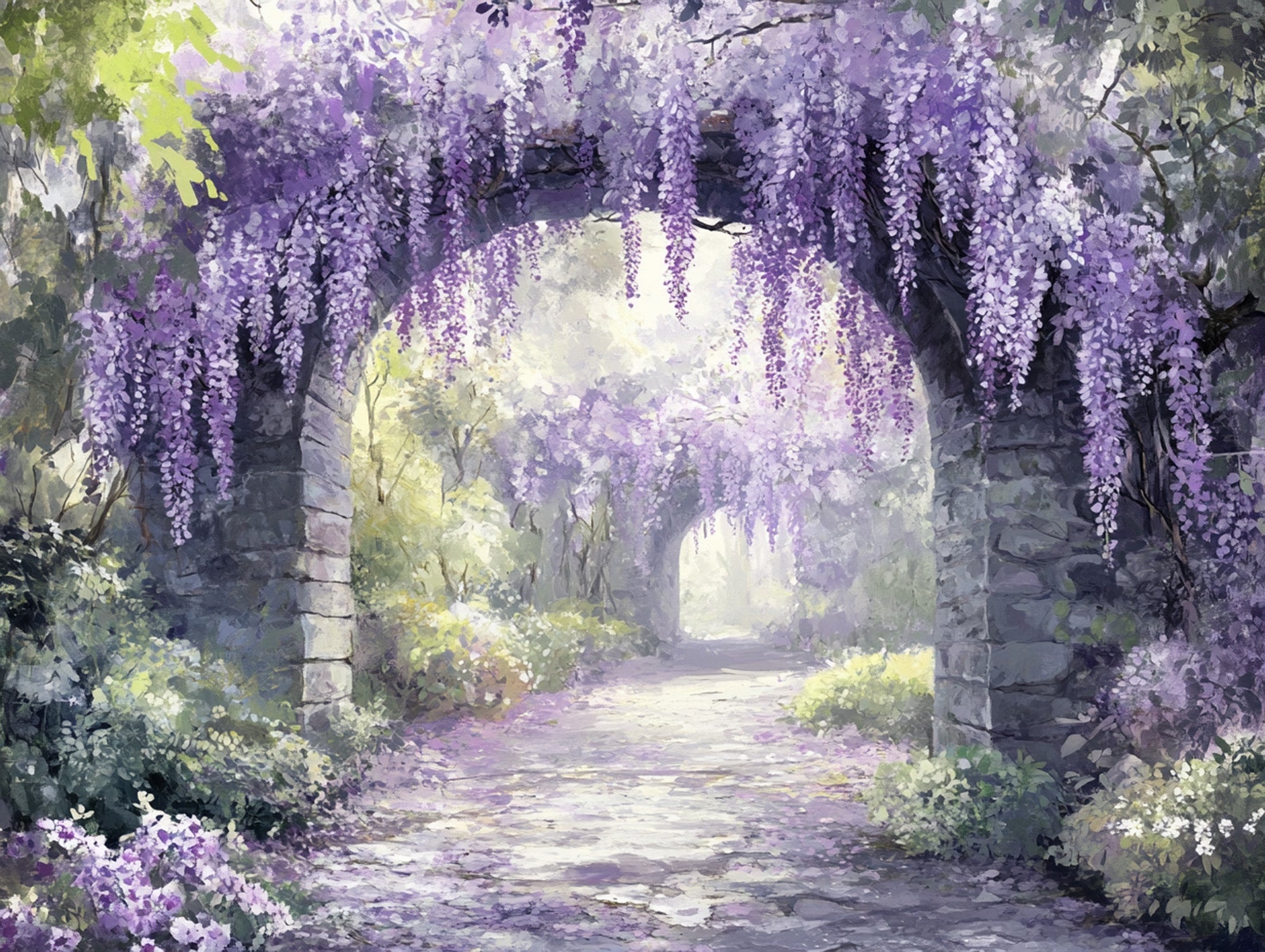 Wisteria Dream Arch Diamond Painting - Full Drill Kit