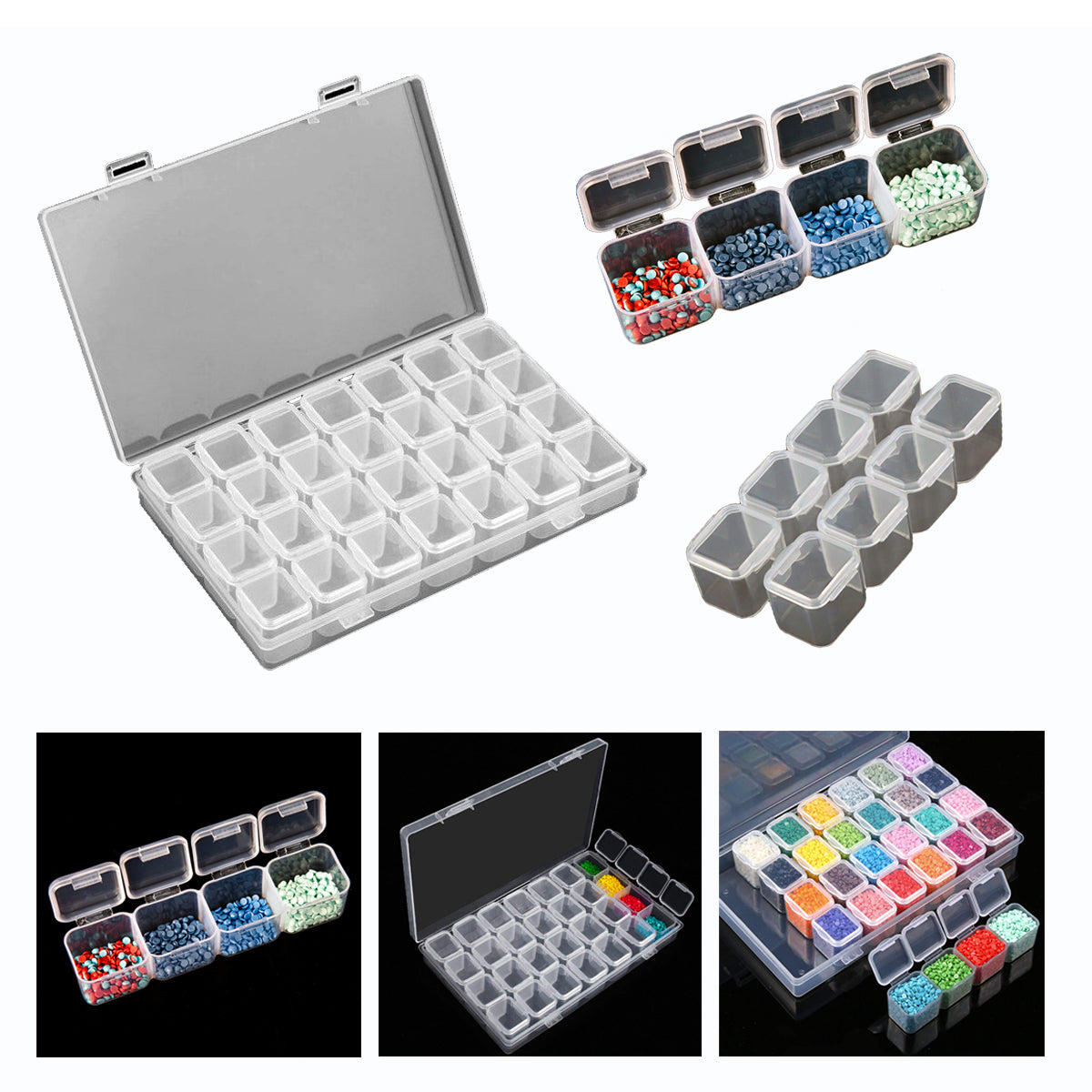 Large Capacity Diamond Painting Stick Tray Kit With 6 Grid Palette