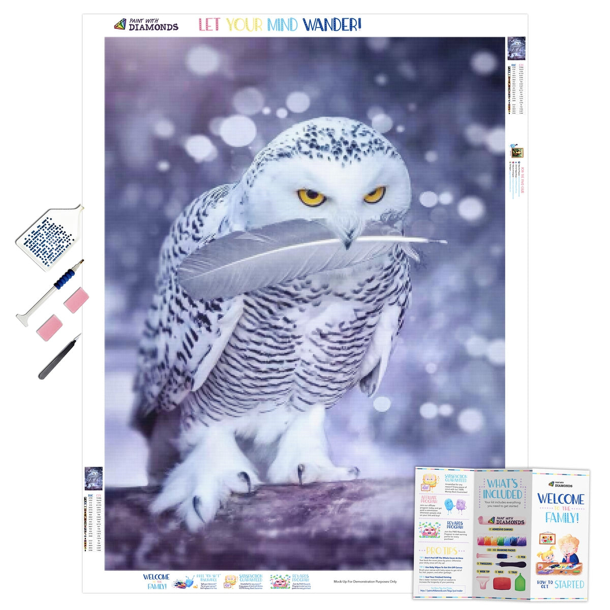 DPHERO Kit Diamond Painting Con Gufo Luminescente, Tela 12x16 Pollici, Drill Rotondo, Completo Di Strumenti, Per Adulti E Bambini